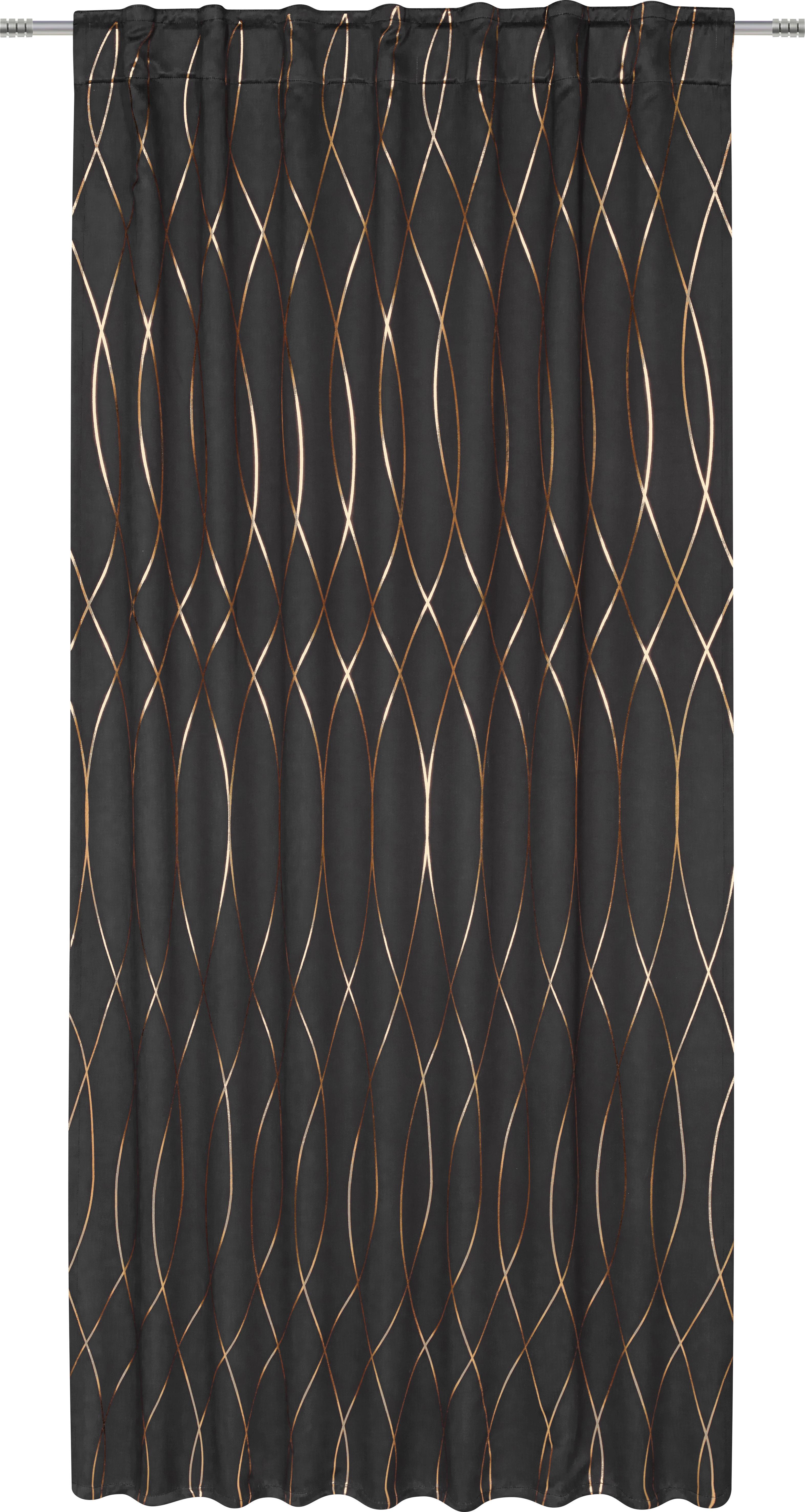 Verdunkelungsvorhang Glamour Schwarz ca. 140x245cm - Schwarz/Kupferfarben, Lifestyle, Textil (140/245cm) - Modern Living