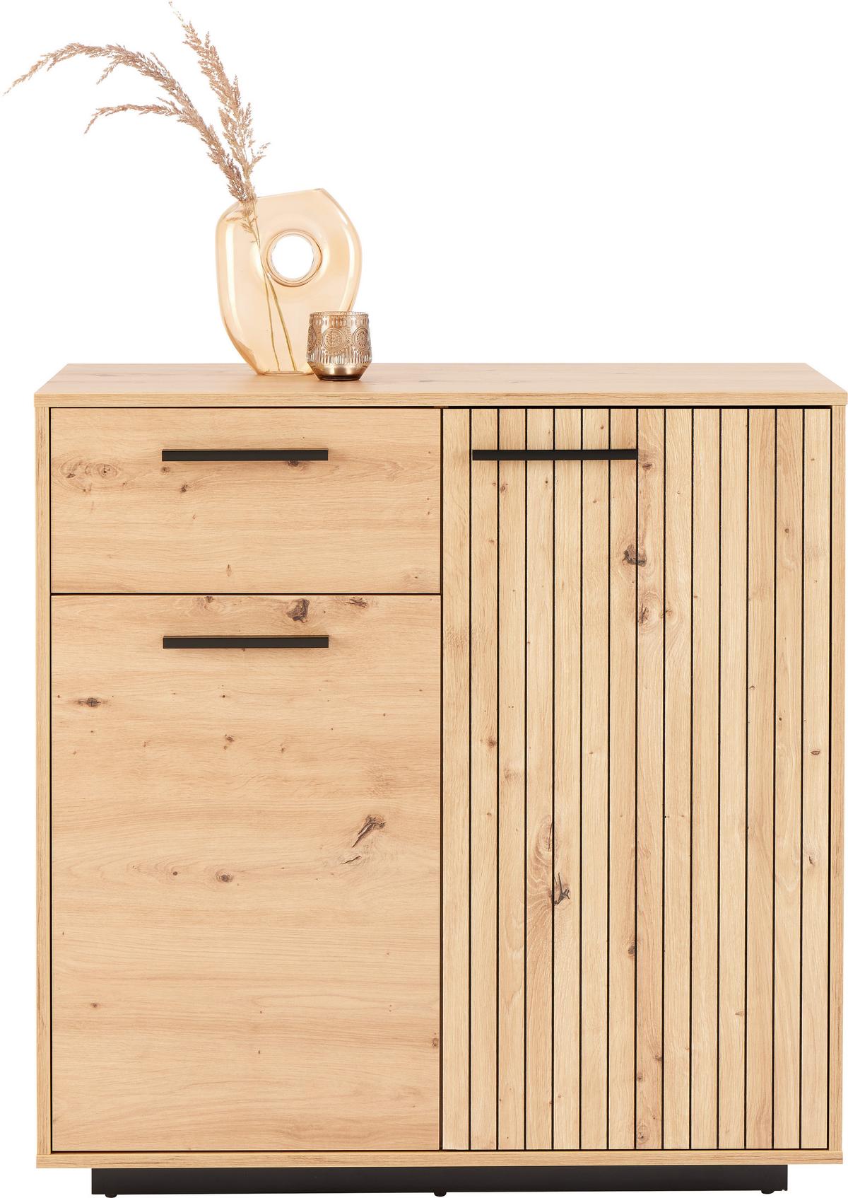 Comodă LUKAS - stejar Artisan/negru, Trend, material pe bază de lemn (93,6/95,4/40,2cm) - Modern Living