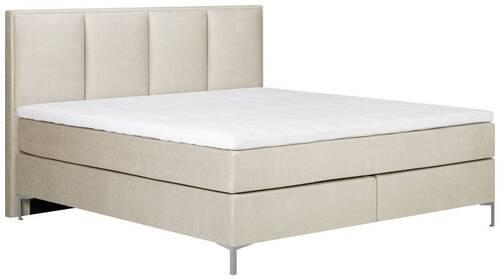 ŁÓŻKO BOXSPRING GRAZ - kremowy/aluminiowy, Modern, tkanina (180/200cm) - MID.YOU