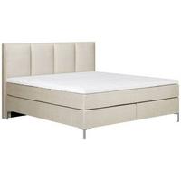 ŁÓŻKO BOXSPRING GRAZ - kremowy/kolor aluminiowy, Modern, tkanina (180/200cm) - MID.YOU