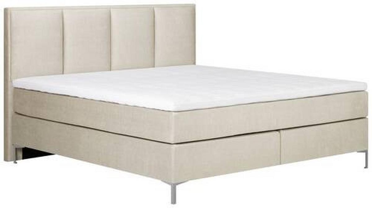 ŁÓŻKO BOXSPRING GRAZ - kremowy/kolor aluminiowy, Modern, tkanina (180/200cm) - MID.YOU