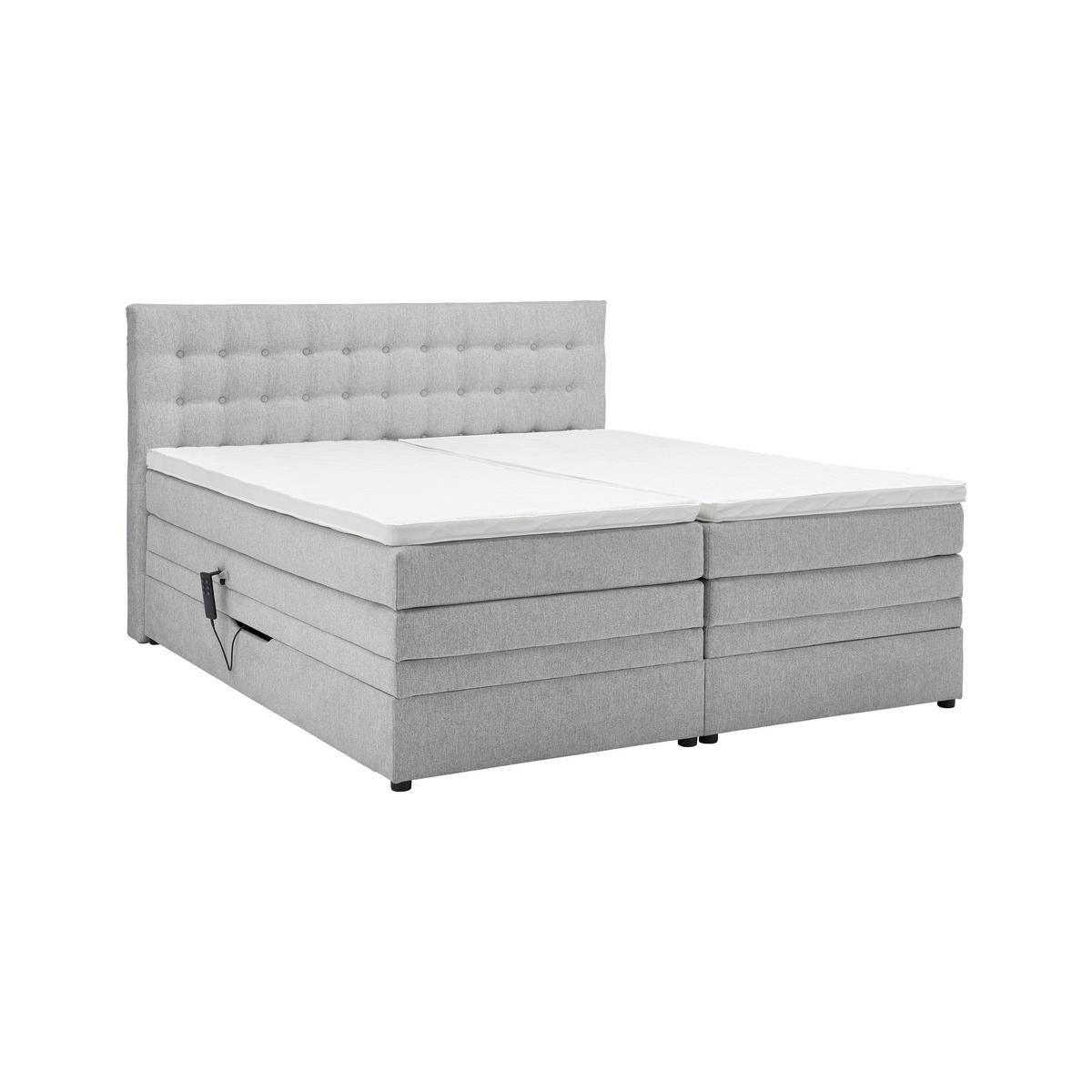 Boxspringbett Luzern Hellgrau ca. 180x200cm - Hellgrau/Schwarz, KONVENTIONELL, Kunststoff/Textil (180/200cm) - Premium Living