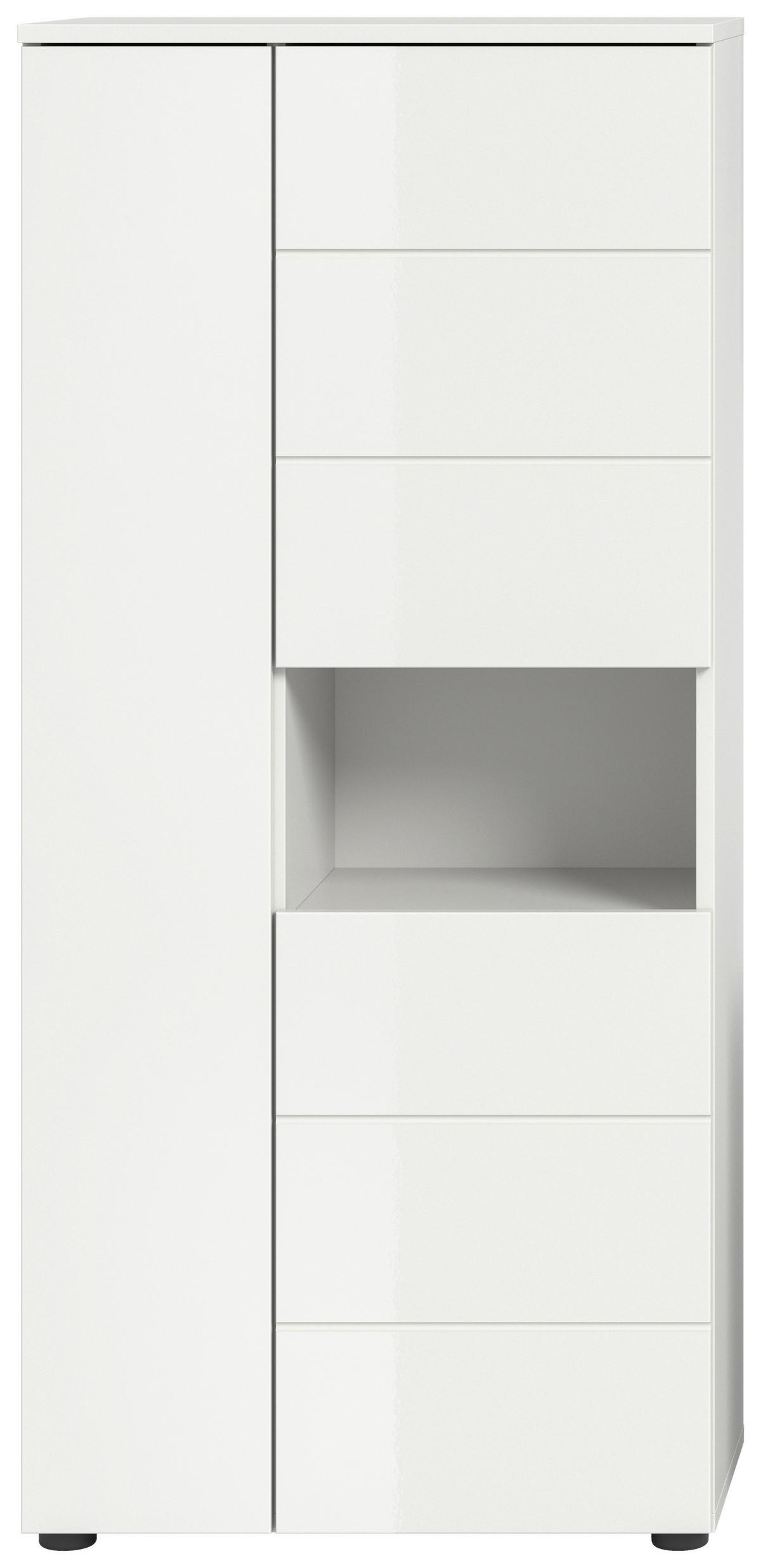 Midischrank Vira ca. 60x133x34 cm Weiß - Weiß Hochglanz/Schwarz, MODERN, Holzwerkstoff/Kunststoff (60/133/34cm) - MID.YOU