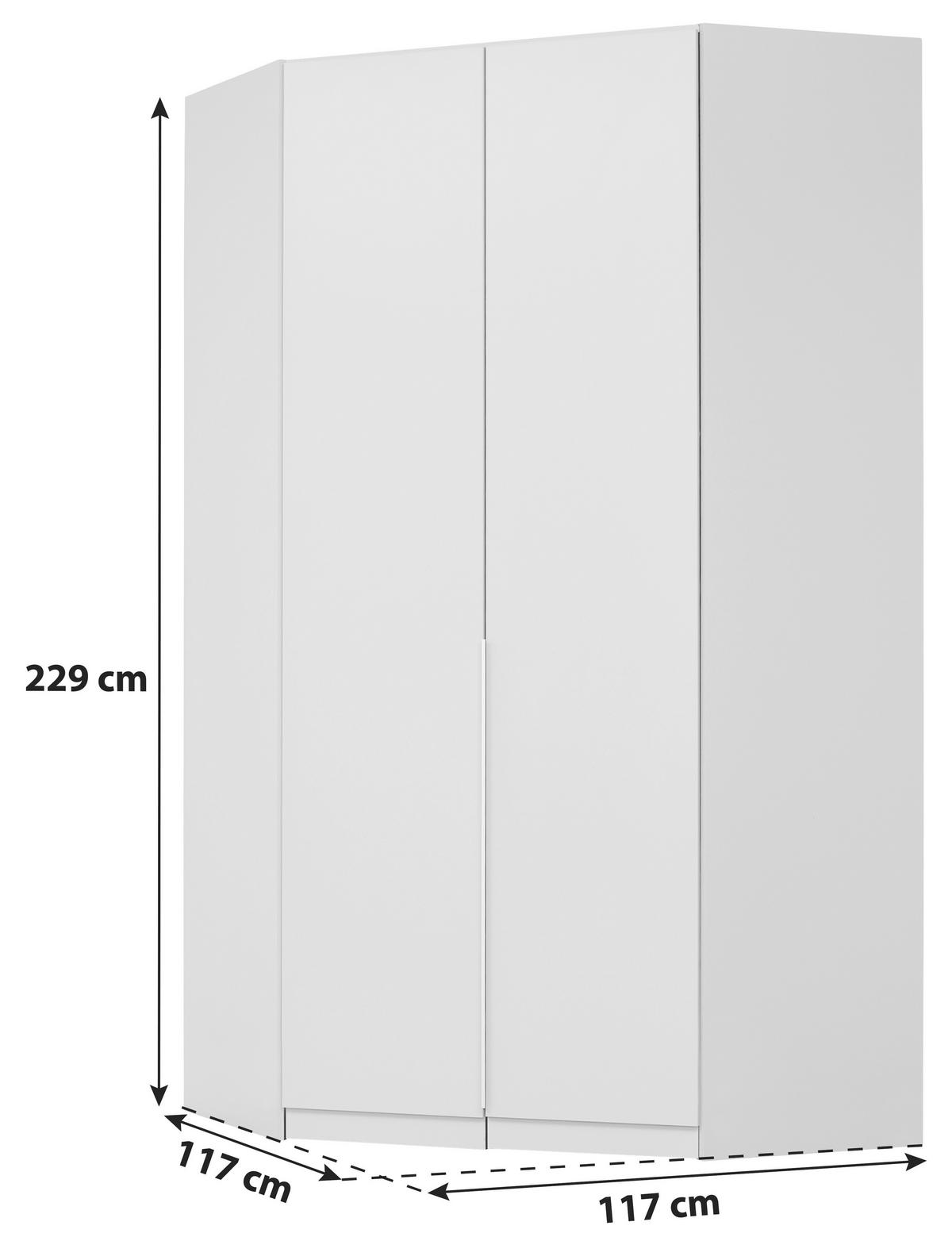 Dulap pe colț ALABAMA - gri deschis, Modern, material pe bază de lemn (117/229/117cm)