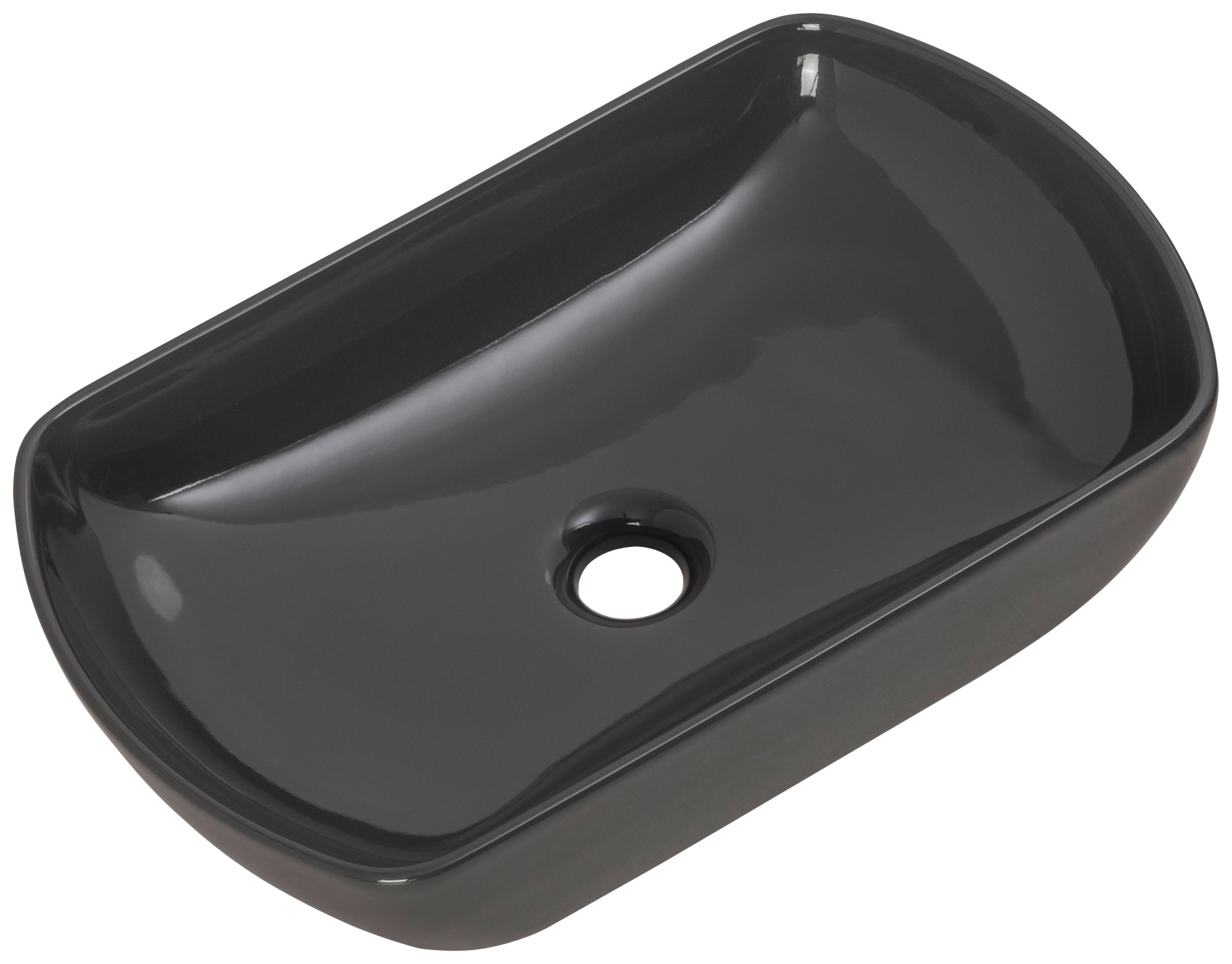 Aufsatzwaschbecken New York Grau Keramik ca. 50x13x32 cm - Grau, MODERN, Keramik (50/12,5/31,5cm) - MID.YOU