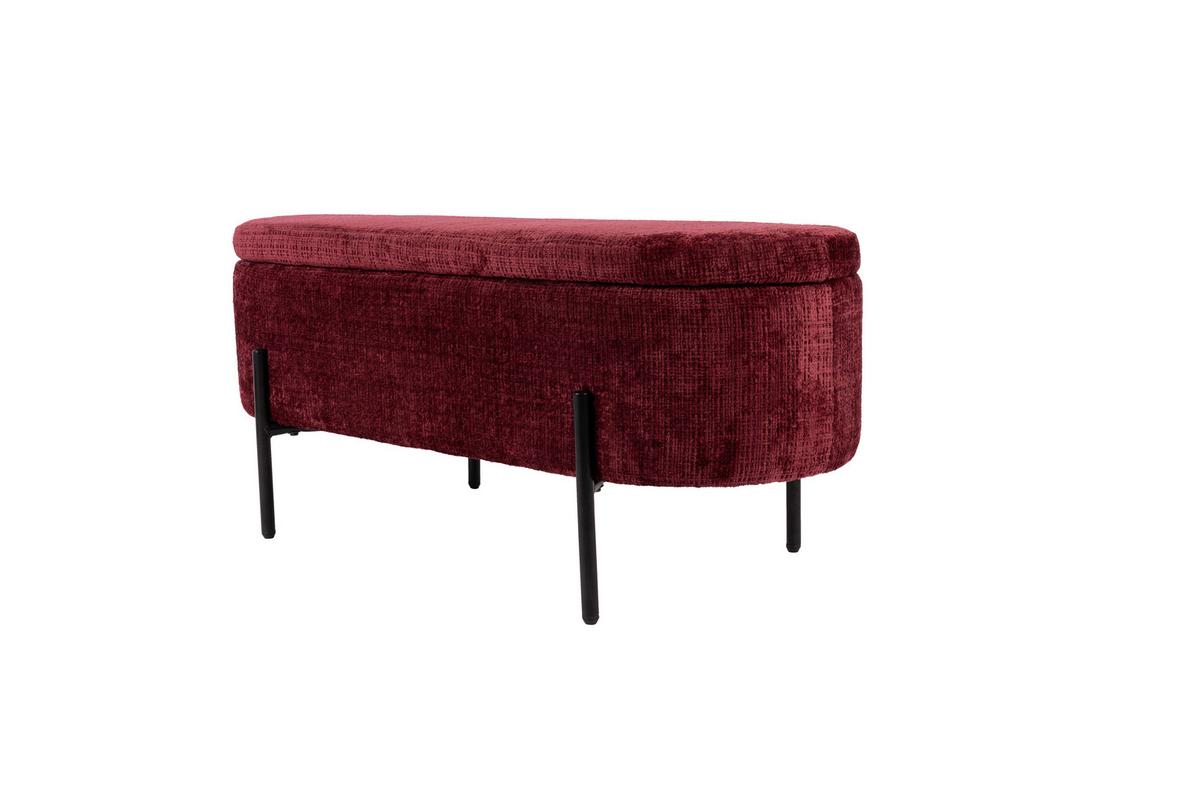 Hockerbank B412828-5 Carla - Schwarz/Dunkelrot, Design, Textil/Metall (95/36/43cm) - Globo