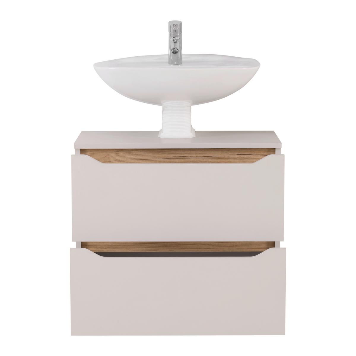 Waschbeckenunterschrank Mallorca Kaschmir/Eiche - Kaschmir/Schwarz, MODERN, Holzwerkstoff (70/60/40cm) - Based