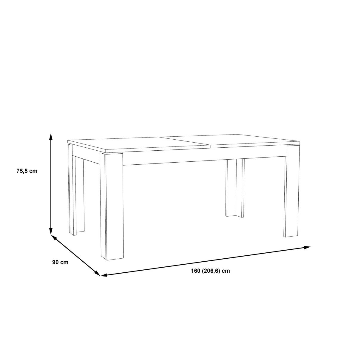 Masă extensibilă Montreal - alb/culoare coconar, Konventionell, metal/material pe bază de lemn (160-206,6/75/90cm) - Premium Living