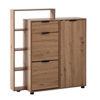 Schuhschrank Eichefarben - Eichefarben/Schwarz, Design, Holzwerkstoff/Kunststoff (98/110/30cm) - MID.YOU