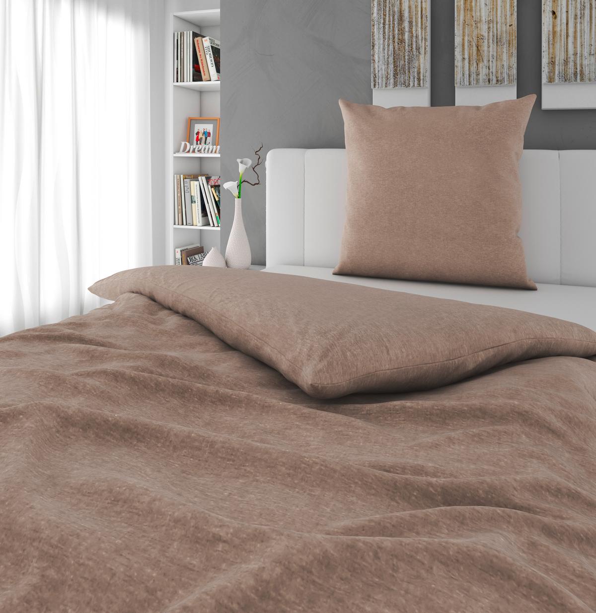 POŚCIEL FLANELL UNI - taupe, Basics, tkanina (155/220cm) - Novel