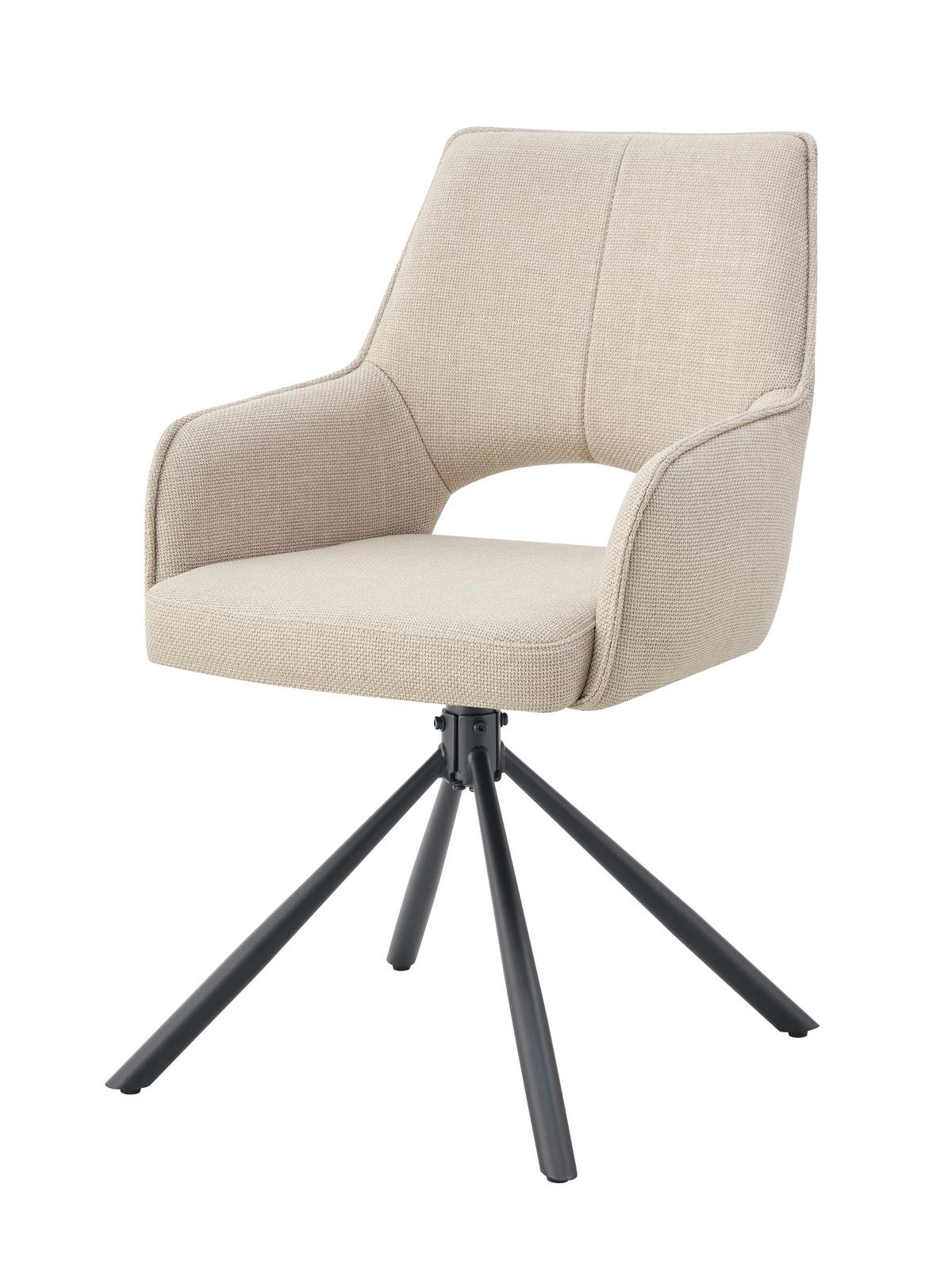 ARMLEHNSTUHL-SET JANA - Creme/Schwarz, Modern, Textil/Metall (57/91/64cm) - MID.YOU