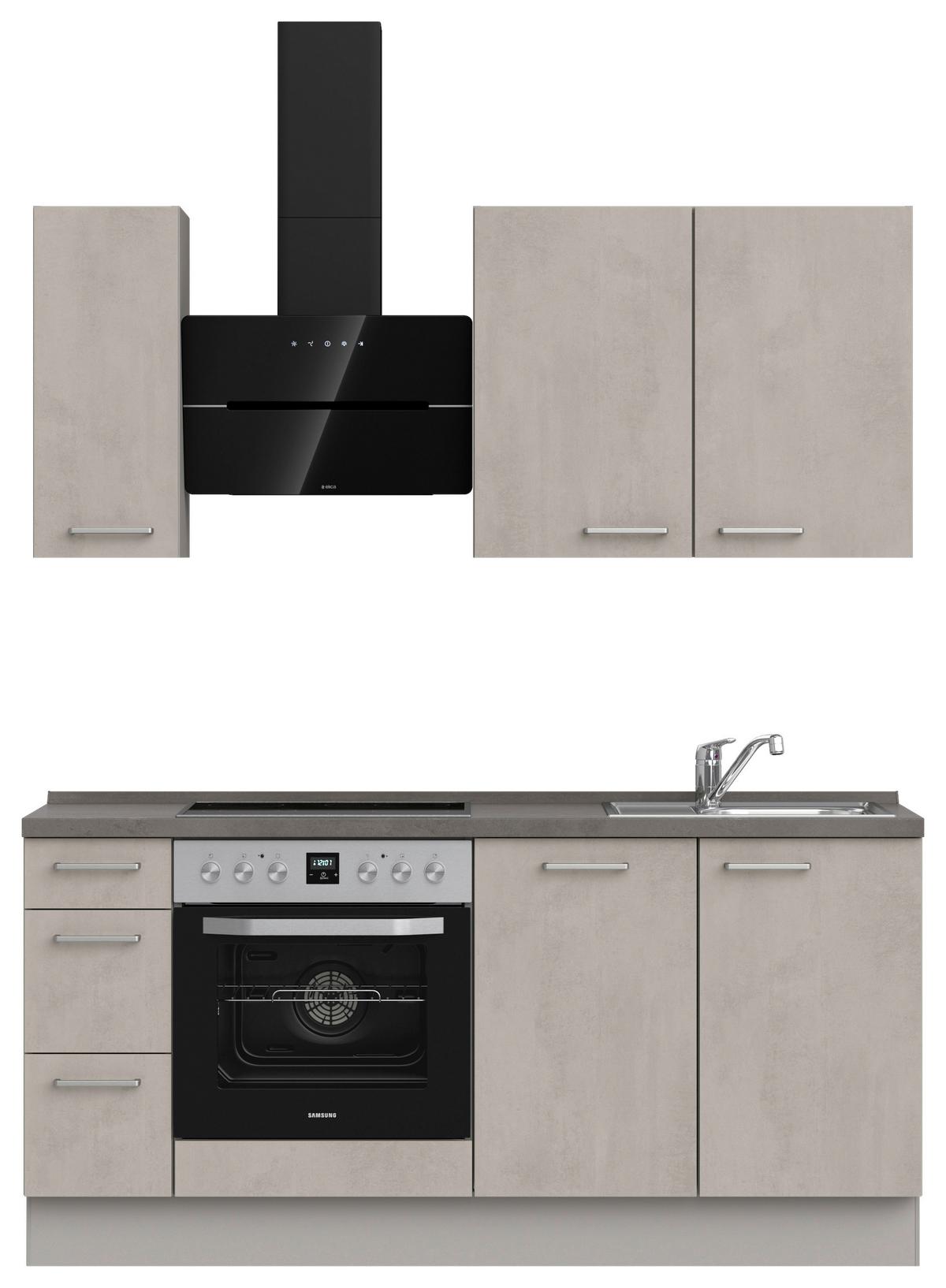 Küchenblock Riva High m. Geräte Grau - Schieferfarben/Edelstahlfarben, MODERN, Holzwerkstoff/Metall (180cm) - Nobilia