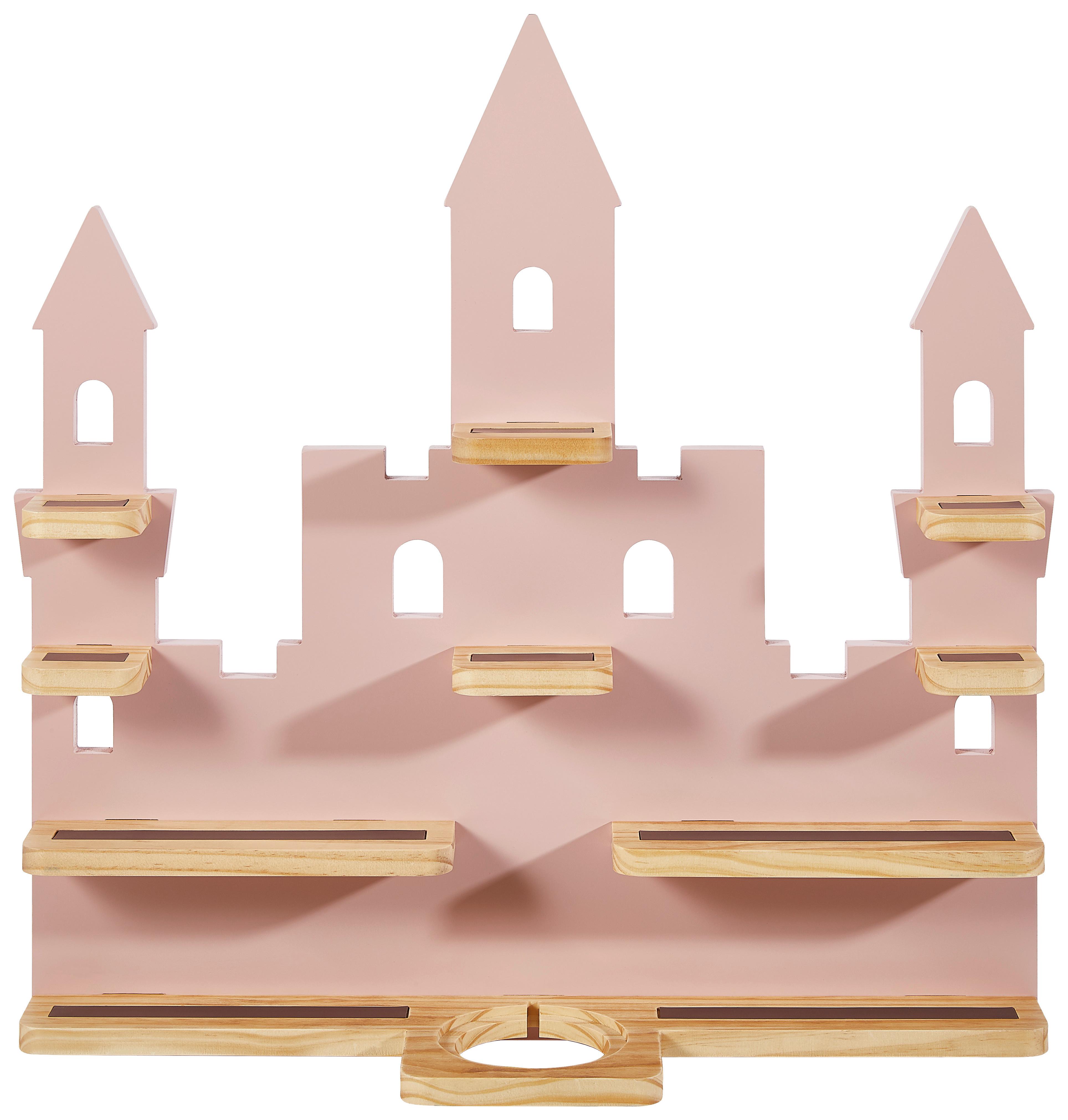 REGAŁ ŚCIENNY K009 - TREND - - jaskrawy róż/kolor naturalny, Trend, drewno (58/59/15cm) - Ben'n'jen