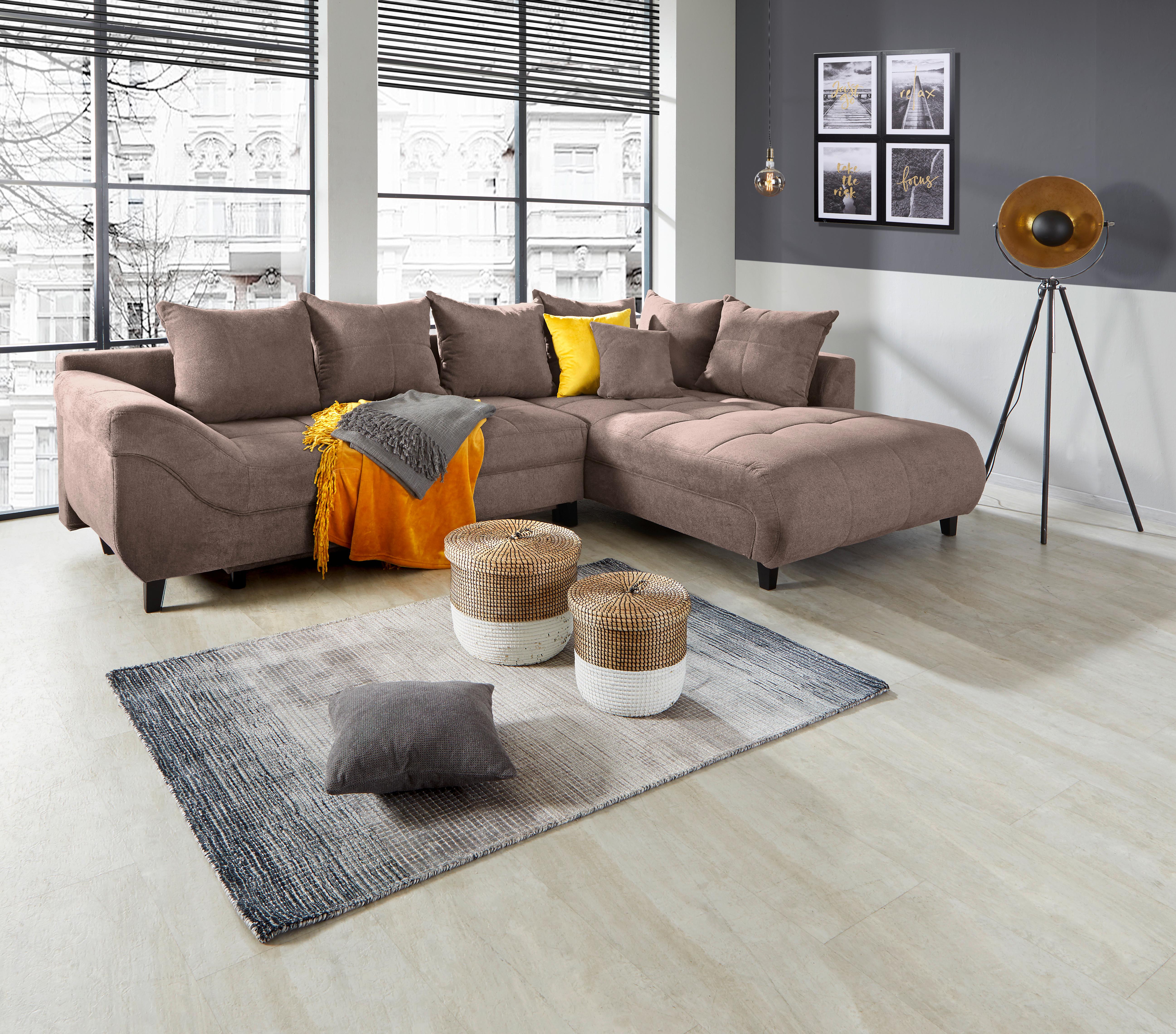 Kutna Garnitura Mendoza - siva/smeđa, Design, tekstil/drvo (309/197cm) - Modern Living