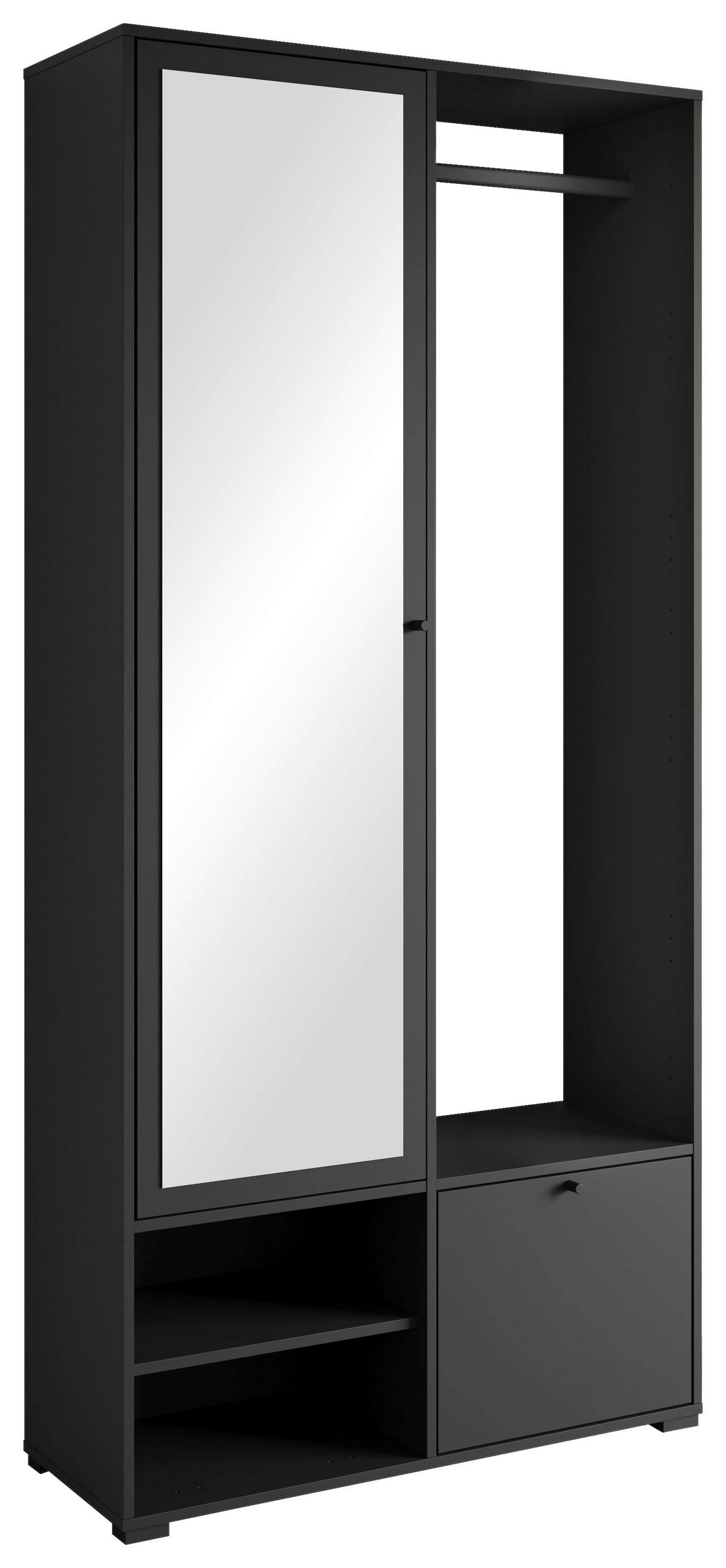 Garderobe Dino ca. 90x190 cm Schwarz - Schwarz, Trend, Holzwerkstoff (90/190/33cm) - MID.YOU