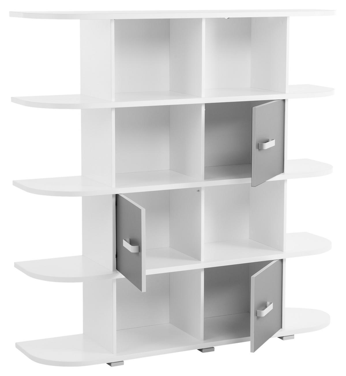Regal in Grau/Weiss 'Yoris' - Weiss/Grau, Design, Holzwerkstoff/Kunststoff (141,6/141/38cm) - MID.YOU