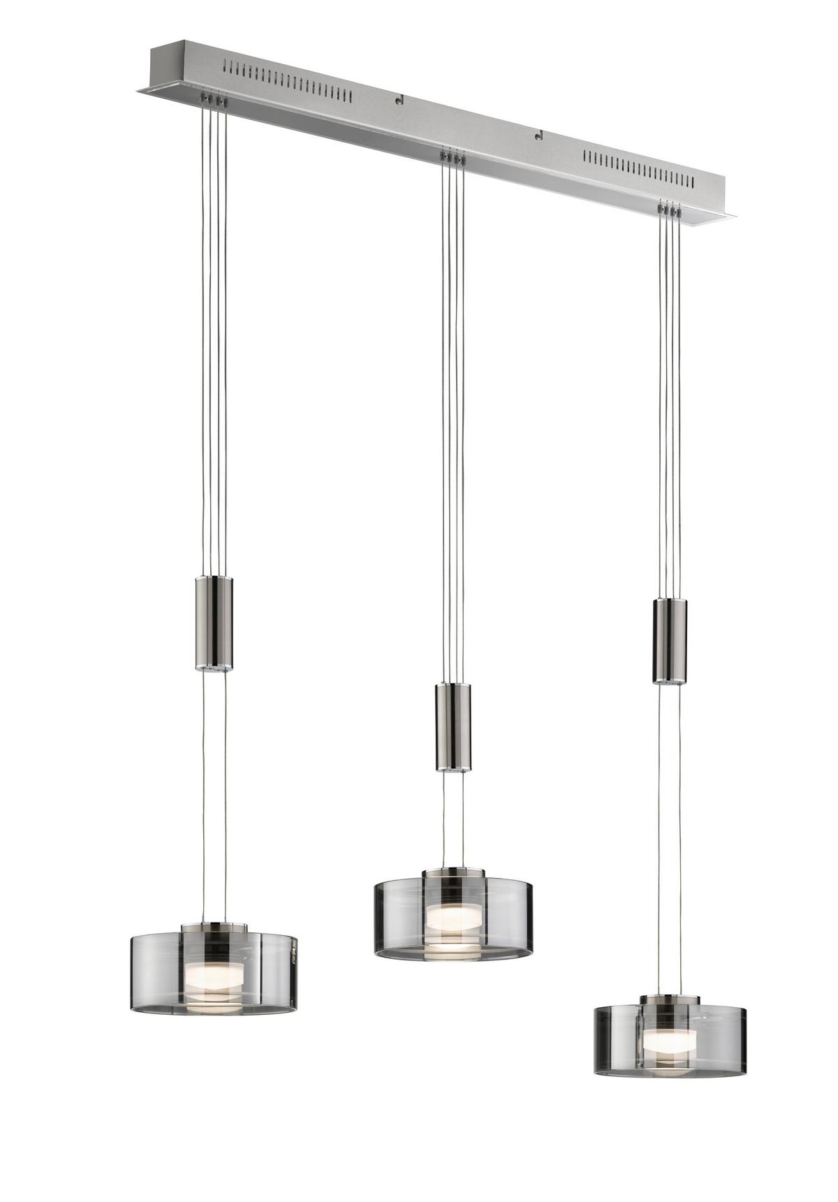 LAMPA WISZĄCA LED 60651 - kolor niklowy/kolor chromowy, Design, metal/szkło (95/20/100-160cm) - Fischer & Honsel
