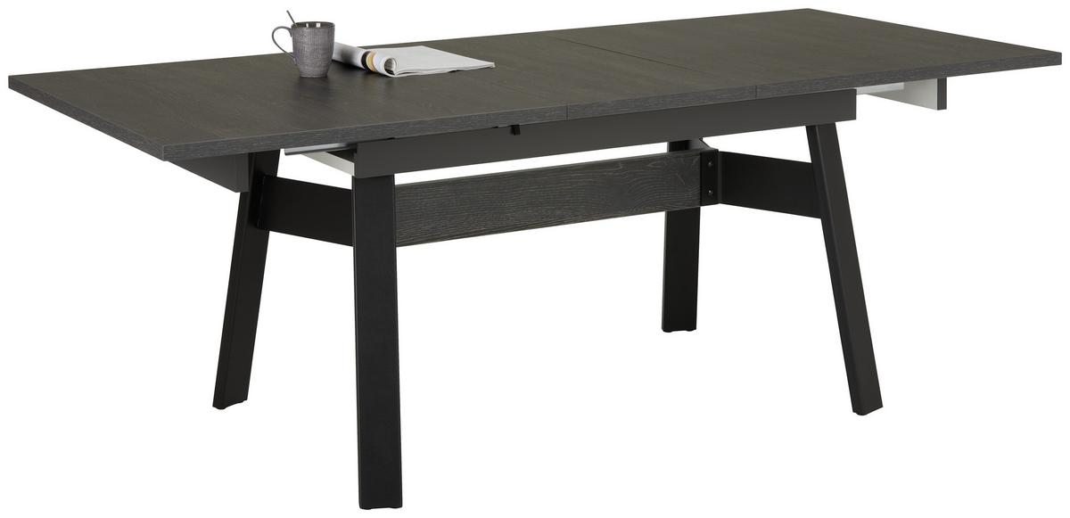 Ausziehtisch in Anthrazit/Schieferfarben - Schieferfarben/Anthrazit, MODERN, Holzwerkstoff/Metall (160-205/90/75cm) - Premium Living