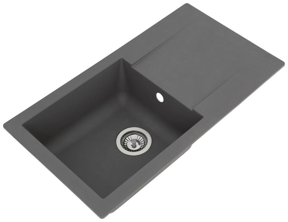 Einbauspüle Denver ca. 78x17x43,5 cm Grau - Grau, Trend, Glas/Kunststoff (78/17/43,5cm) - Respekta