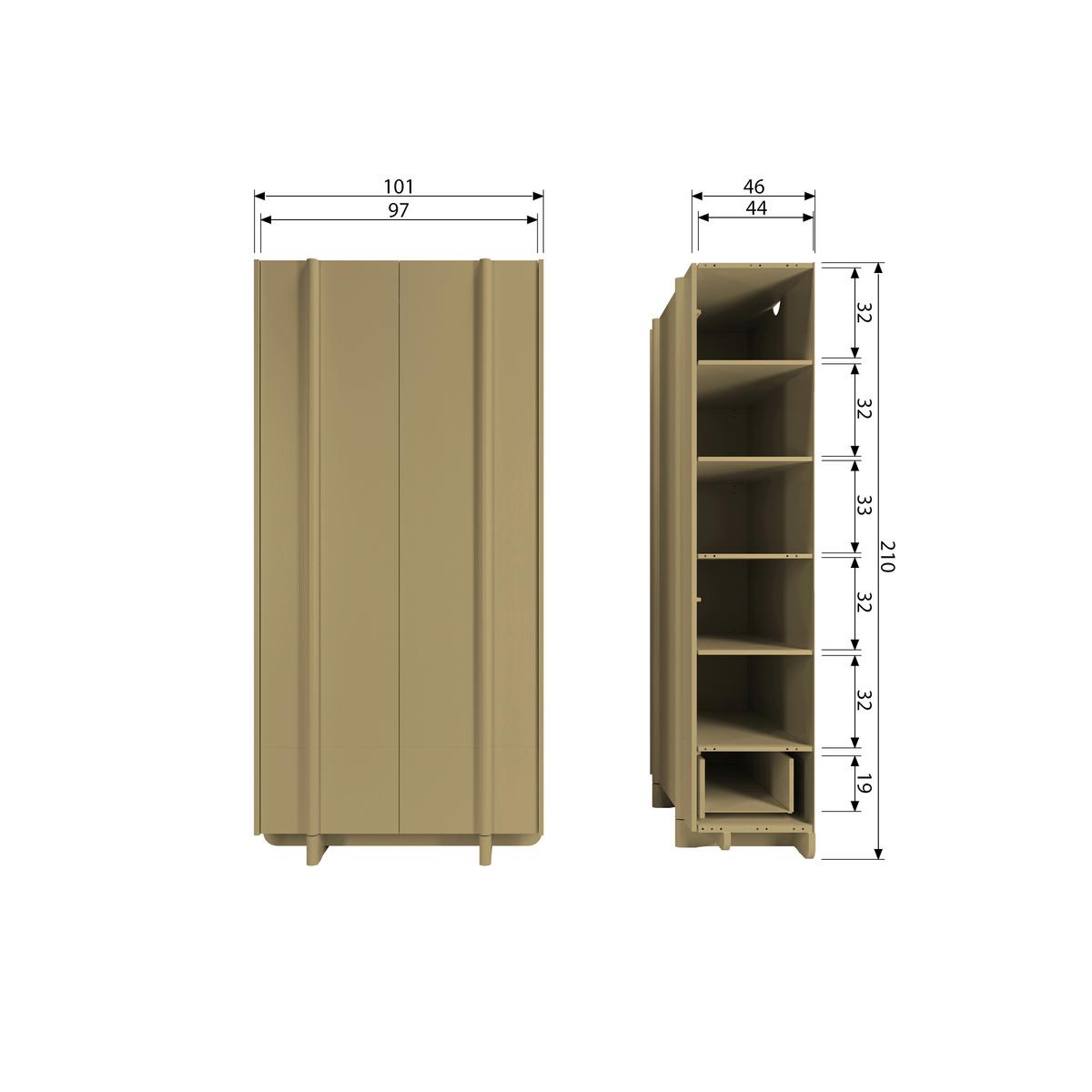 Garderobenschrank Basu Grün B: 101 cm - Grün, Design, Holz (101/210/46cm) - Livetastic