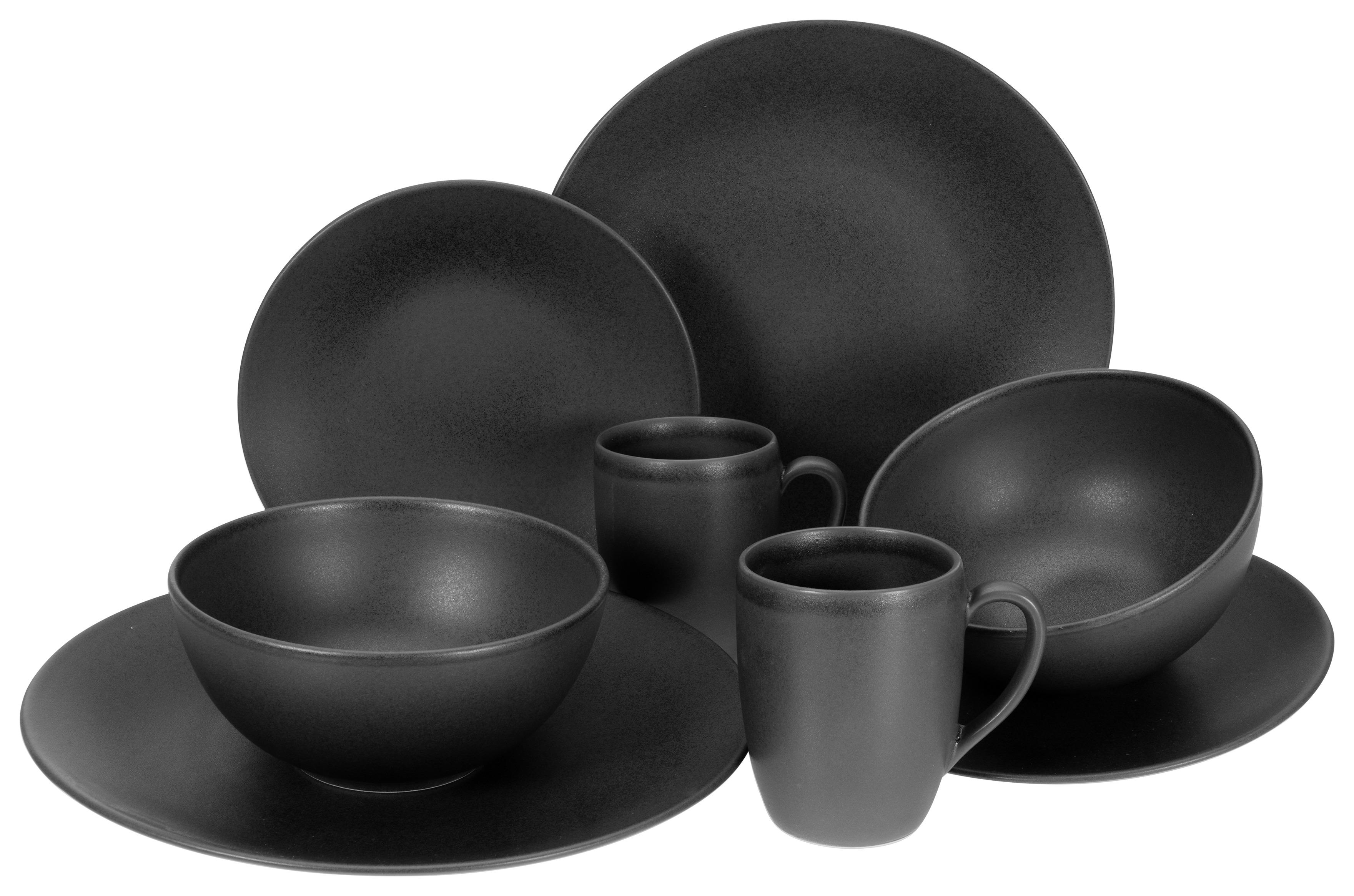 Kombiservice Soft Touch Black, 8-teilig - Schwarz, MODERN, Keramik (39,5/43/37cm) - Creatable