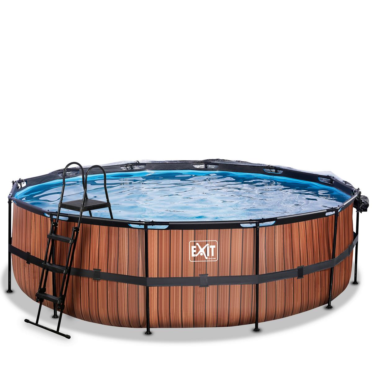 Bazen Exit Wood Pool, Črpalka S Peščenim Filtrom, Ø 488cm - rjava, Konvencionalno, kovina (488/122cm) - EXIT Toys