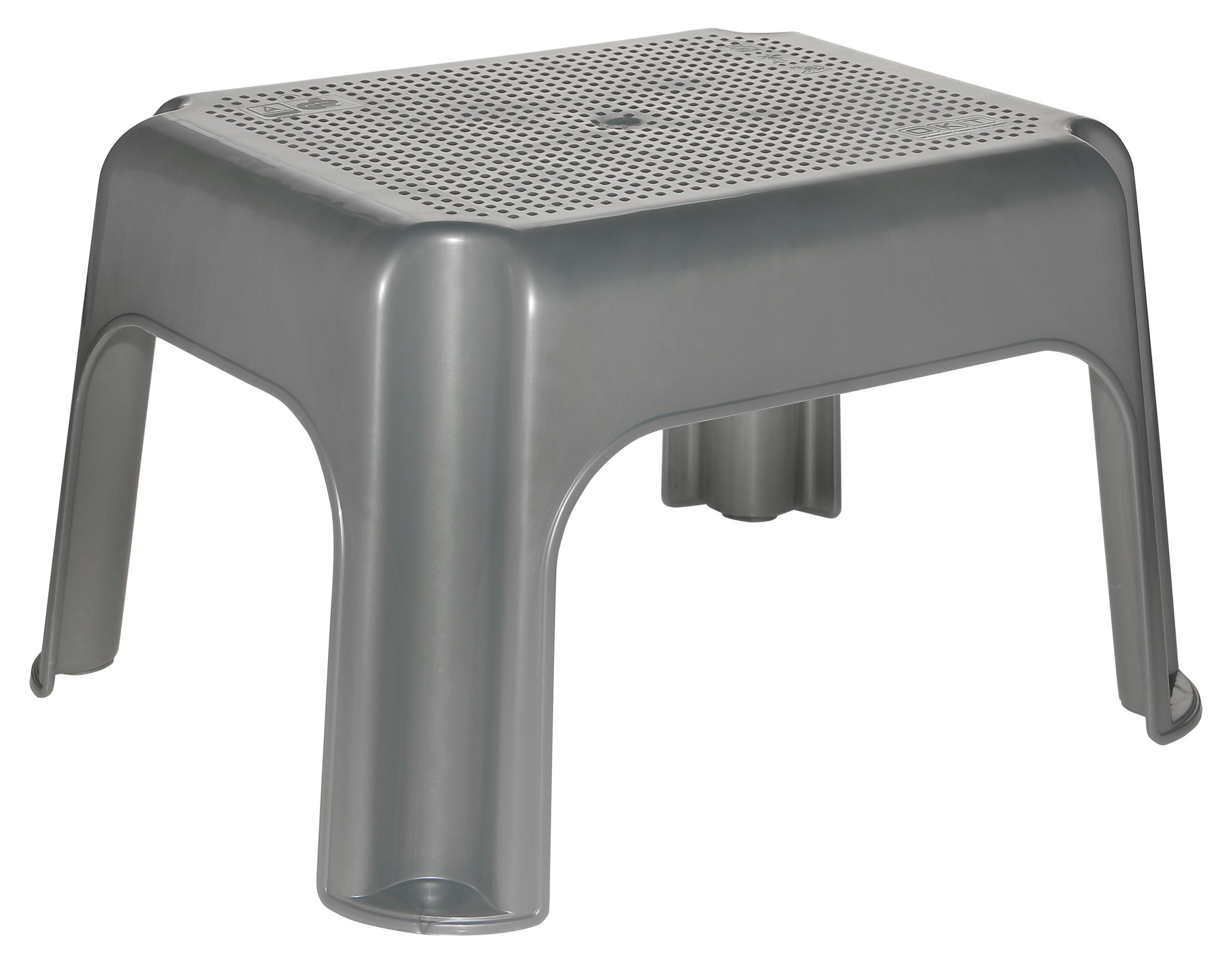 Tritthocker Steps in Silberfarben - Grau, Kunststoff (36,5/30/24cm) - Modern Living
