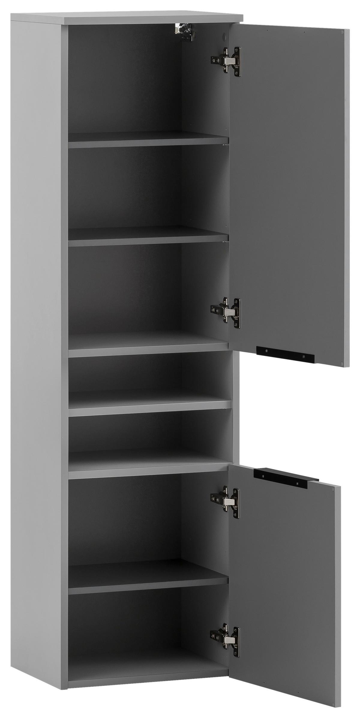 Midischrank Alessio Grau - Platinfarben/Schwarz, MODERN, Holzwerkstoff/Metall (40,3/138,3/32cm) - MID.YOU