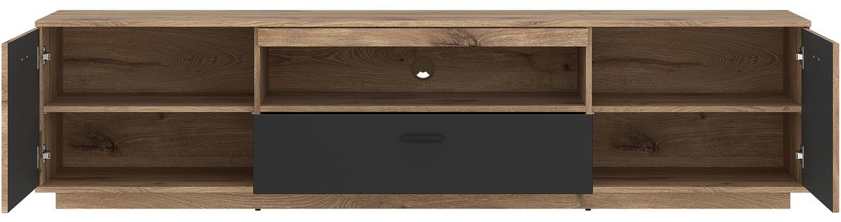 Comodă TV PARDOO - culoare lemn stejar/antracit, Trend, material pe bază de lemn (210/51,9/50cm) - Modern Living