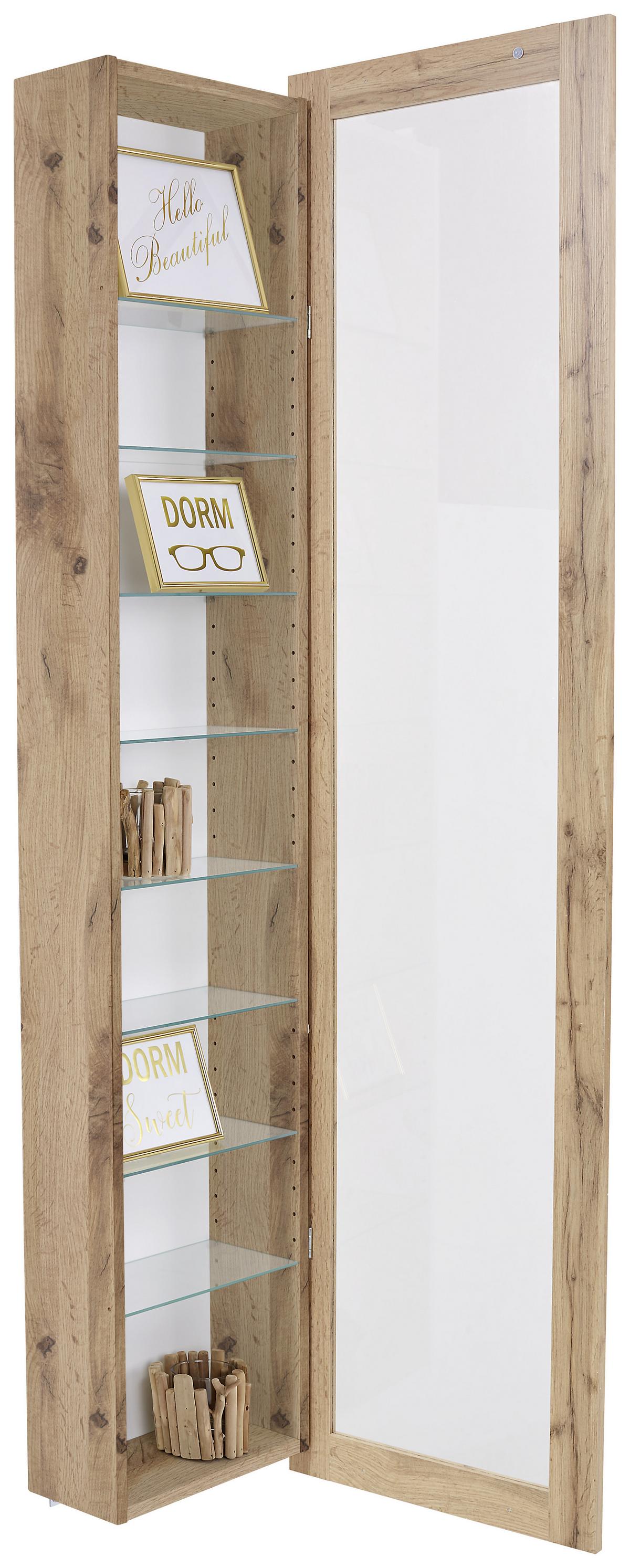 Falivitrin Tölgy-fehér Szín Boni - tölgyfa színű/fehér, Modern, faalapú anyag/Üveg (42/168,5/17cm)