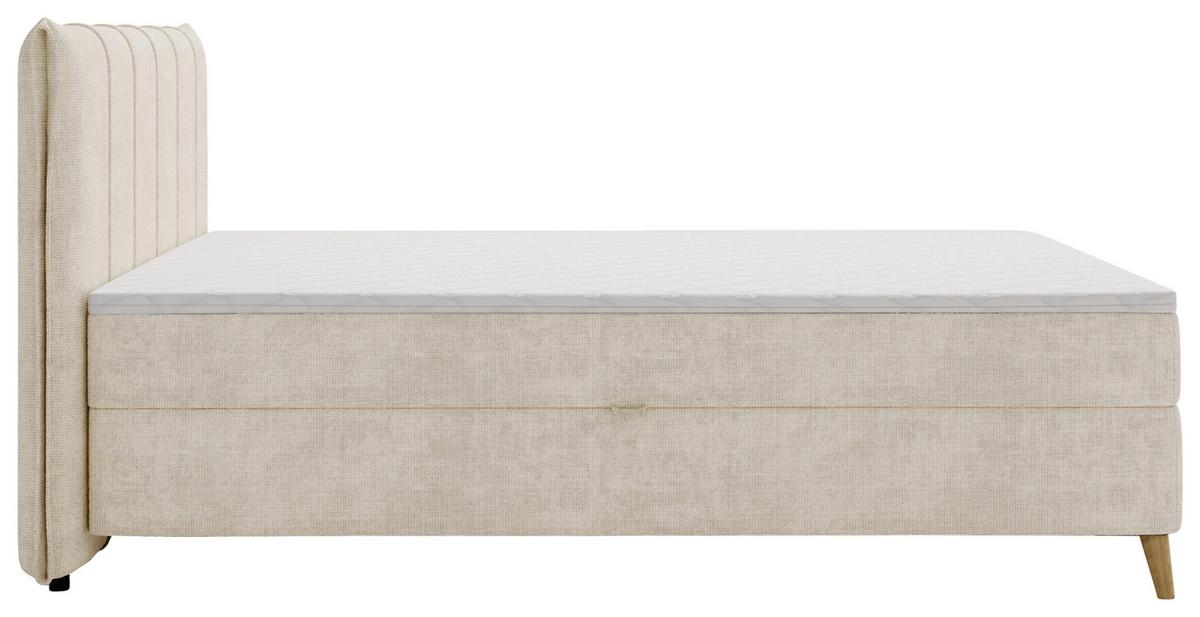 Boxbett Veloria Beige ca. 180x200cm - Beige/Schwarz, KONVENTIONELL, Textil/Metall (180/200cm) - Based