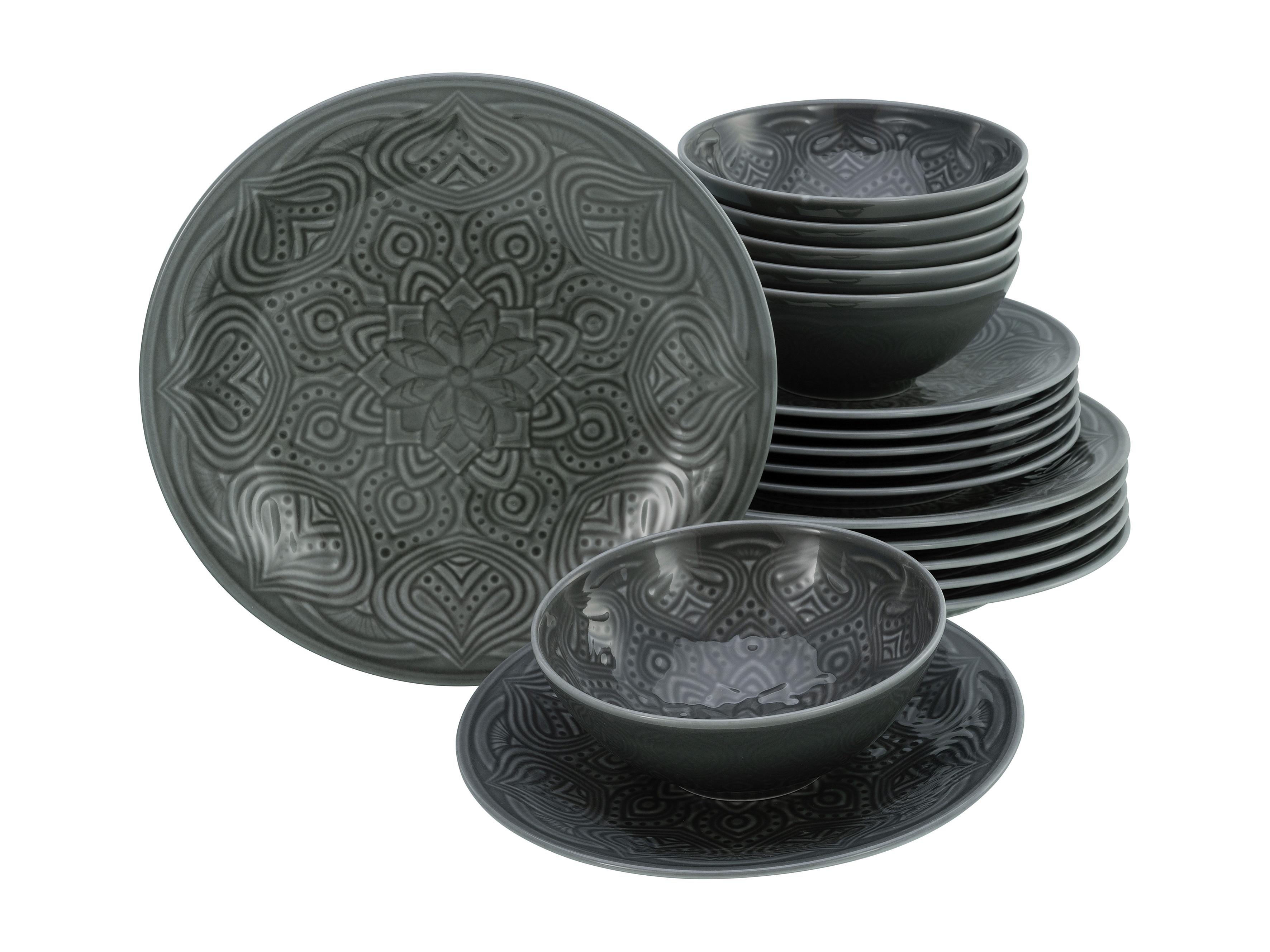 Jedilni Servis Orient Mandala, 18-Delni - siva, Basics, keramika - Creatable