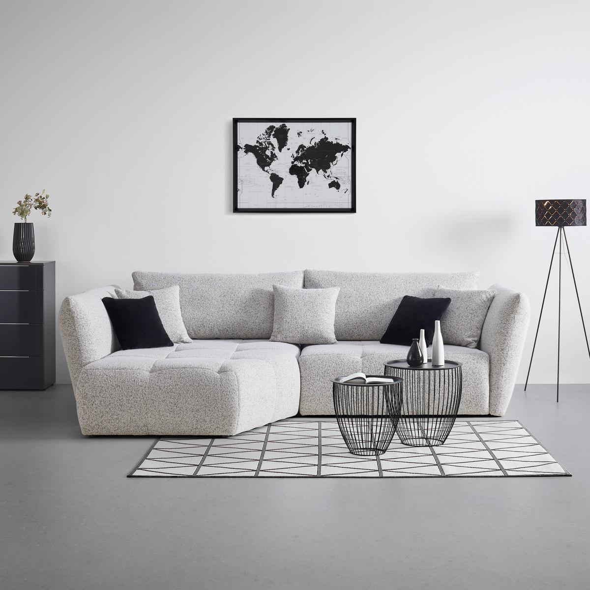 Wohnlandschaft Bonny Beige - Beige/Schwarz, MODERN, Textil (193/300cm) - Premium Living