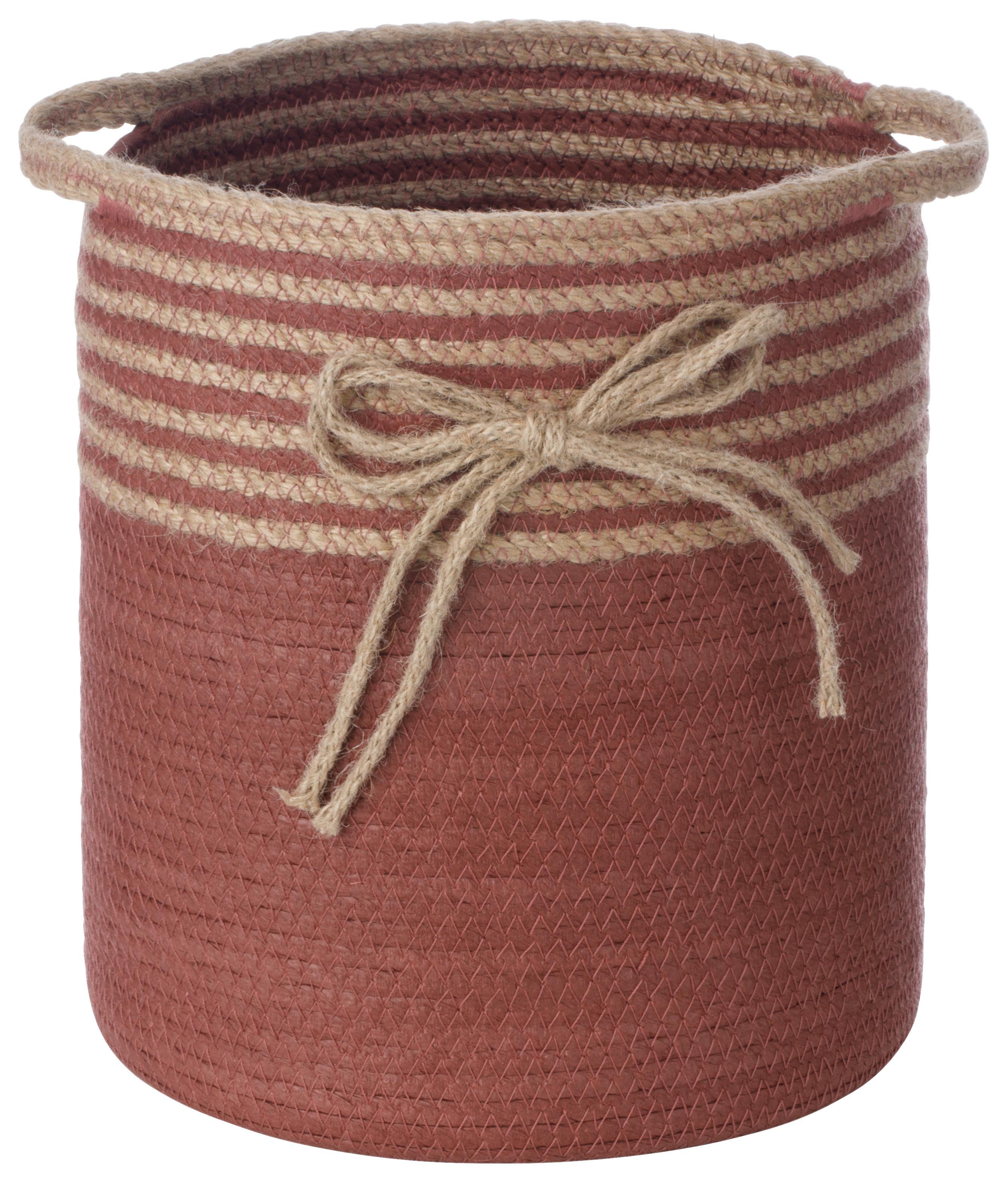 Korb Holly Natur/Dunkelrot Ø ca. 25cm - Naturfarben/Dunkelrot, Papier/Textil (25/28cm) - Mömax