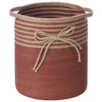 Korb Holly Natur/Dunkelrot Ø ca. 25cm - Naturfarben/Dunkelrot, Papier/Textil (25/28cm) - Mömax