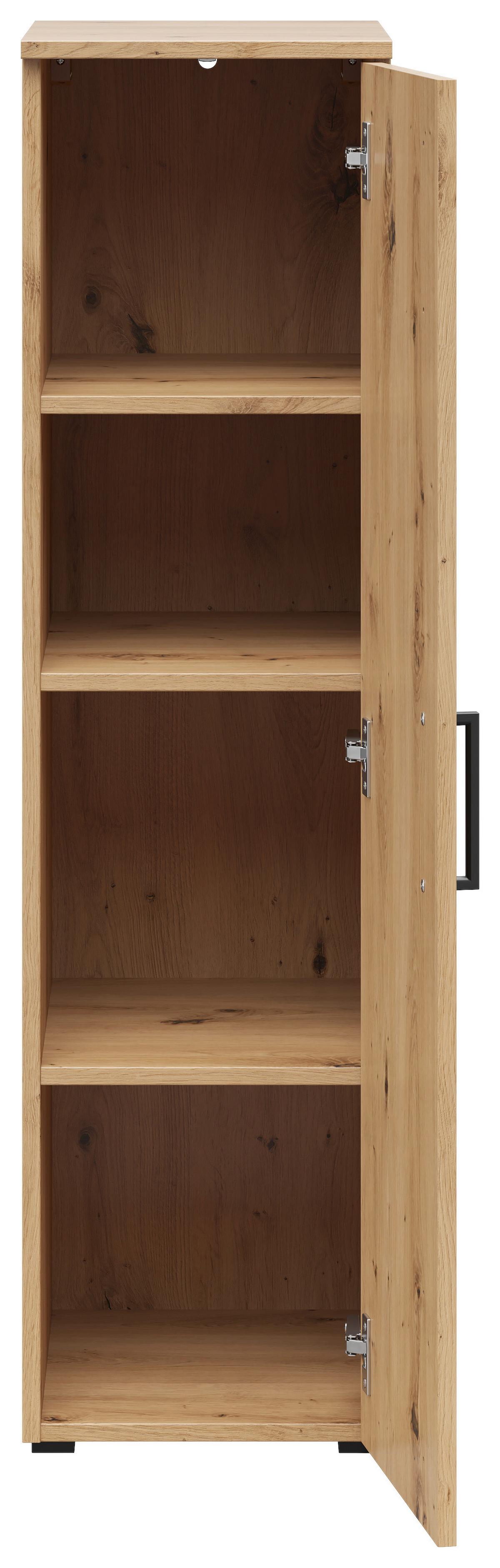 Schrank Multistauraum Eiche Artisan - Schwarz/Eiche Artisan, MODERN, Holzwerkstoff/Kunststoff (30/115/40cm) - Mömax