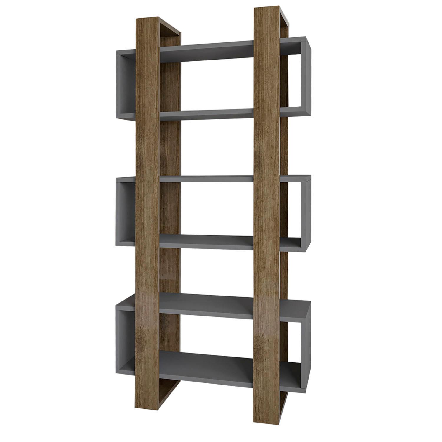 REGAL MILANO BÜCHERREGAL - Anthrazit/Walnussfarben, Design, Holzwerkstoff (80/160/29cm) - Livetastic