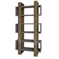 REGAL MILANO BÜCHERREGAL - Anthrazit/Walnussfarben, Design, Holzwerkstoff (80/160/29cm) - Livetastic