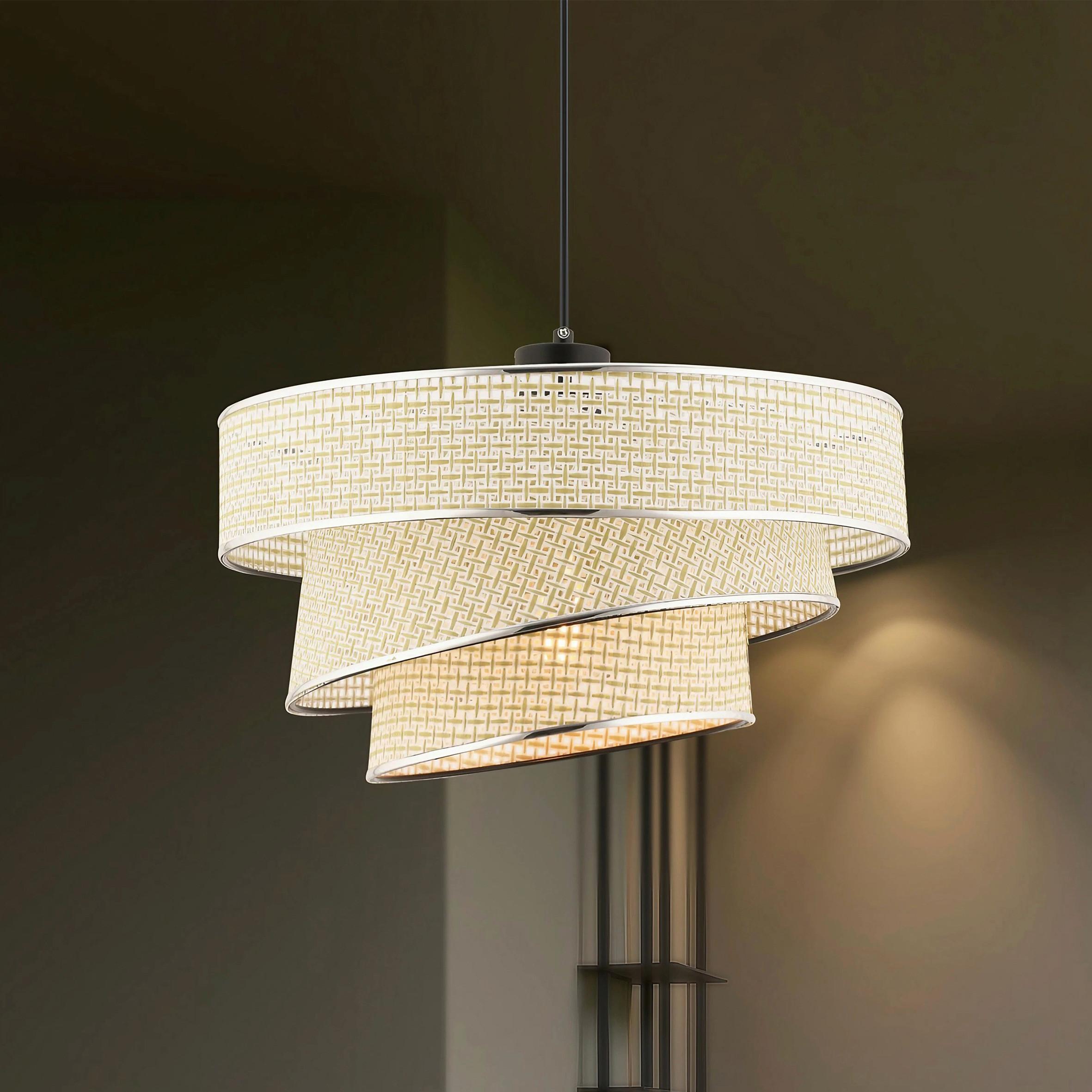LAMPA WISZĄCA COUPER HAZERAN - CREAM, SILVER - kolor srebrny/kremowy, Design, metal/tkanina (40/72cm) - P & B