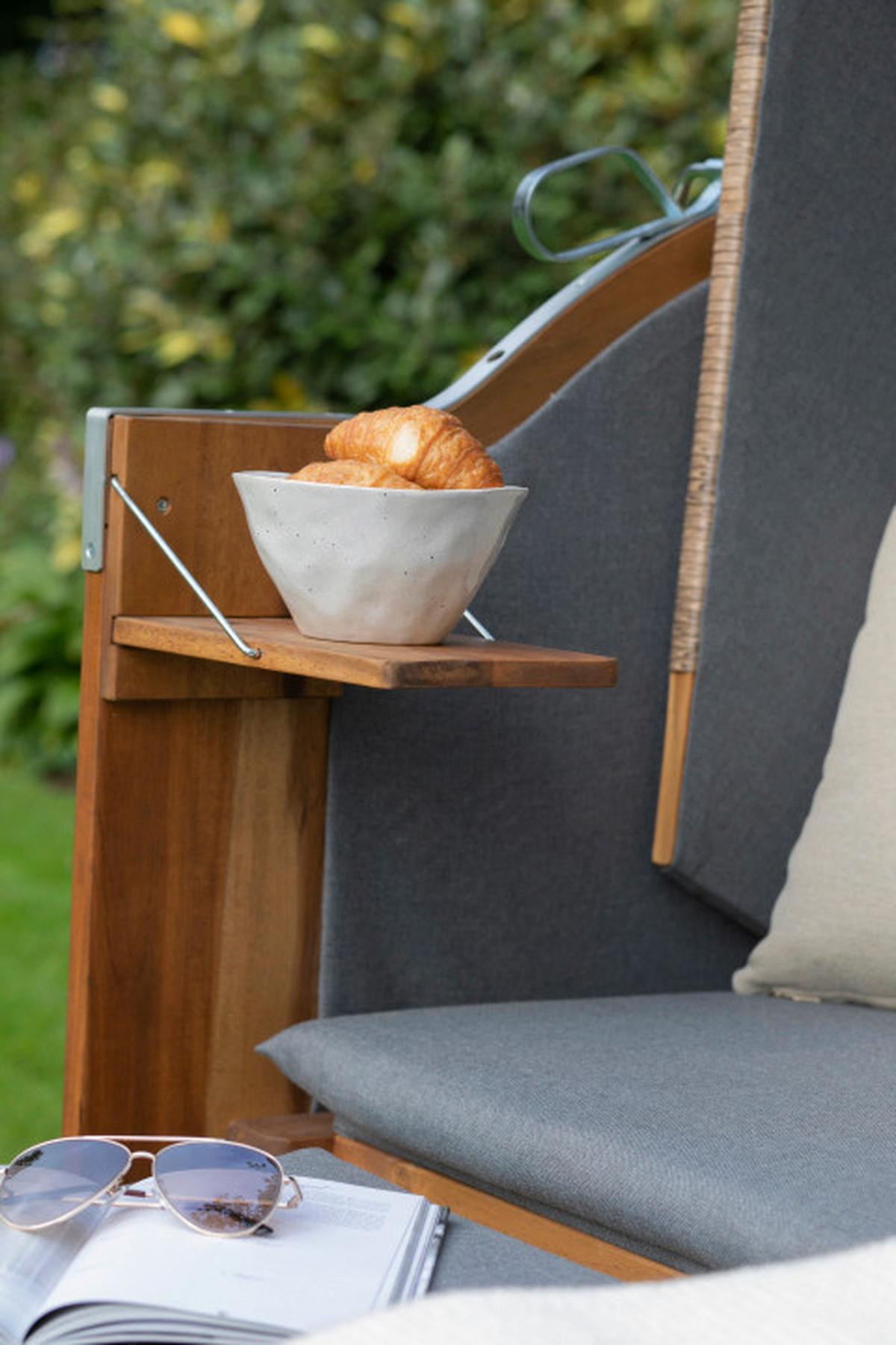 Strandkorb Trend ca. 120x155x80 cm Grau/Beige - Beige/Grau, Basics, Holz/Textil (120/155/80cm)