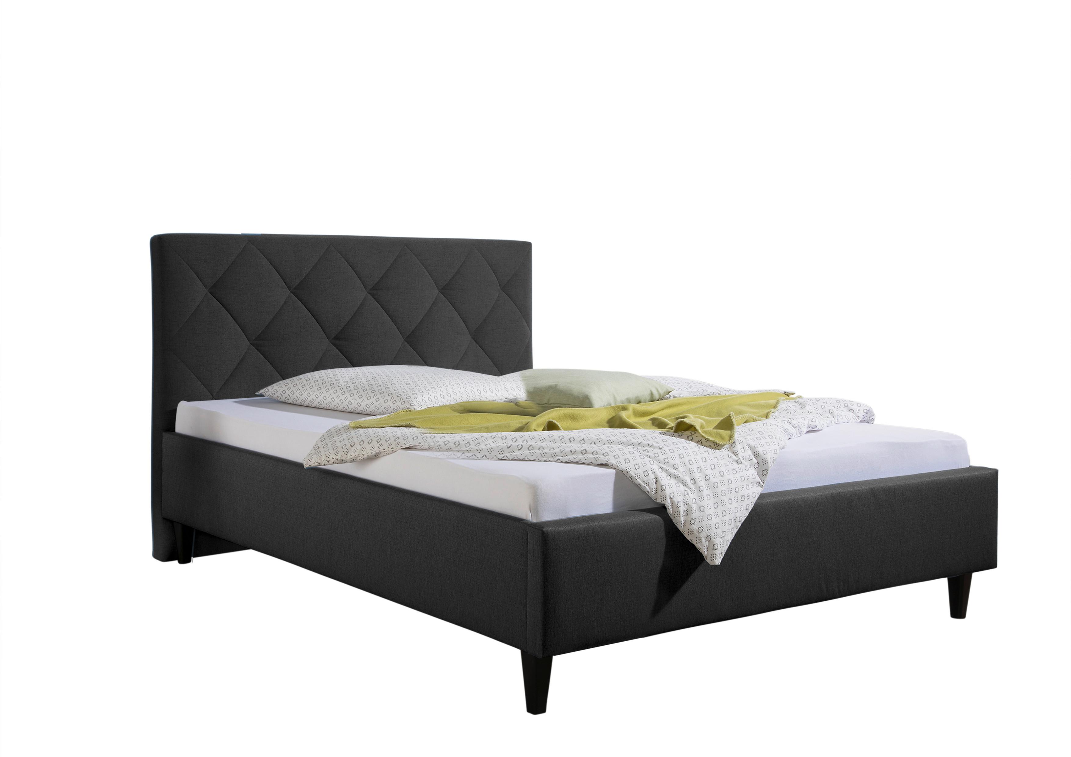 Polsterbett Aiken Anthrazit ca. 140x200 cm - Anthrazit/Schwarz, MODERN, Holz/Textil (140/200cm) - Livetastic