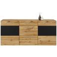 Sideboard in Eichefarben - Eichefarben/Schwarz, MODERN, Glas/Holzwerkstoff (180/82/43cm) - Modern Living Sideboard in Eichefarben - Eichefarben/Schwarz, MODERN, Glas/Holzwerkstoff (180/82/43cm) - Modern Living