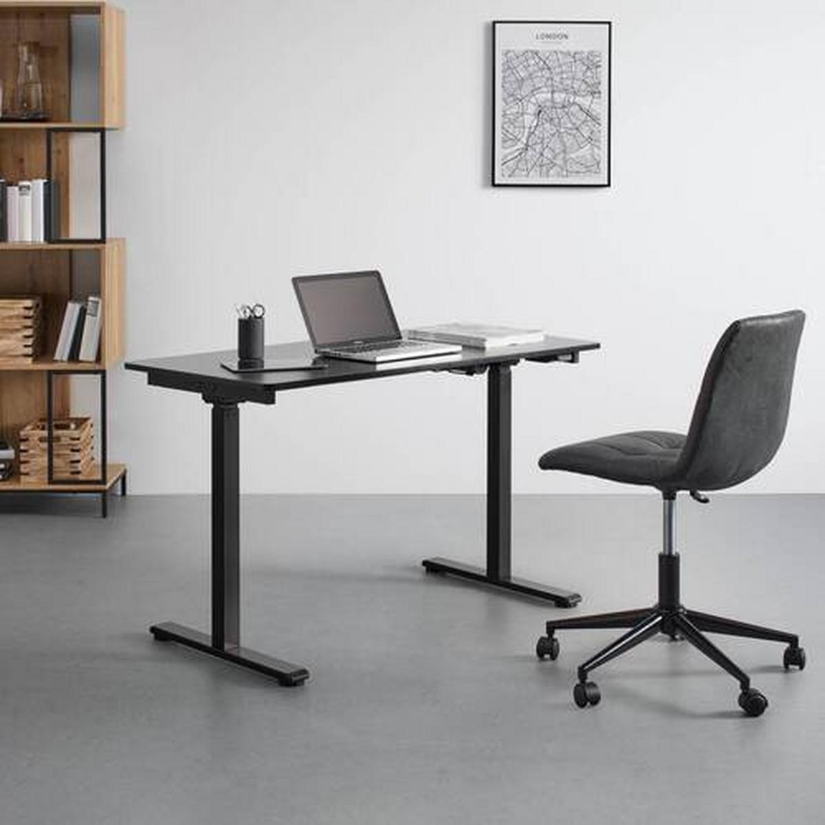 BIURKO ROMINA - czarny, Modern, metal/drewno (120/59/73,1-123,1cm) - Bessagi Home