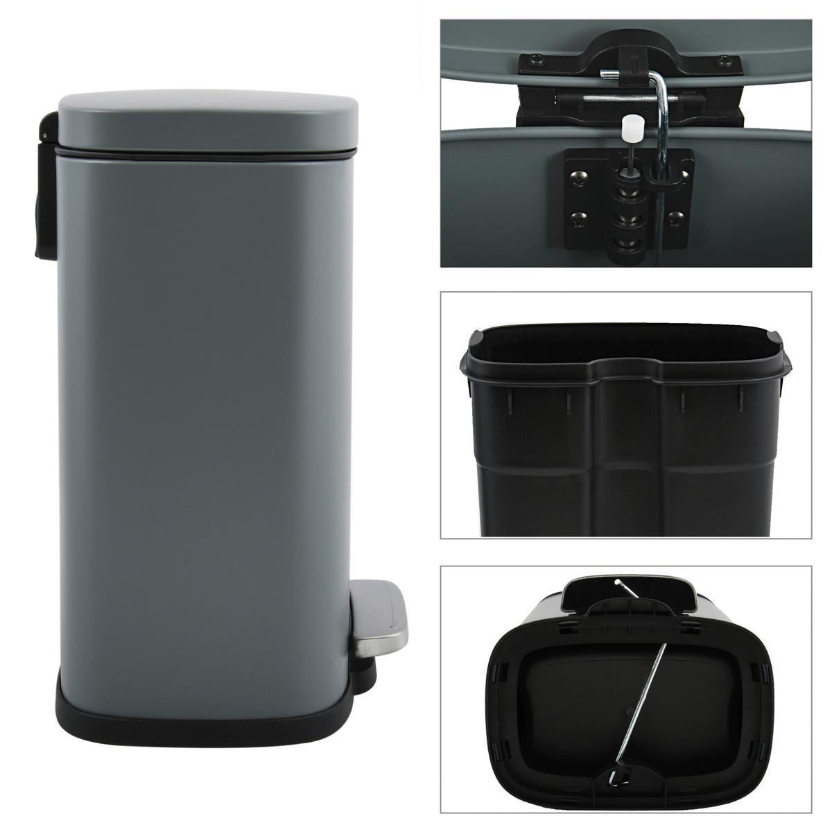 Treteimer Akira Matt-Grey - Dunkelgrau/Schwarz, Basics, Kunststoff/Metall (28/19,3/37,9cm) - Spirella