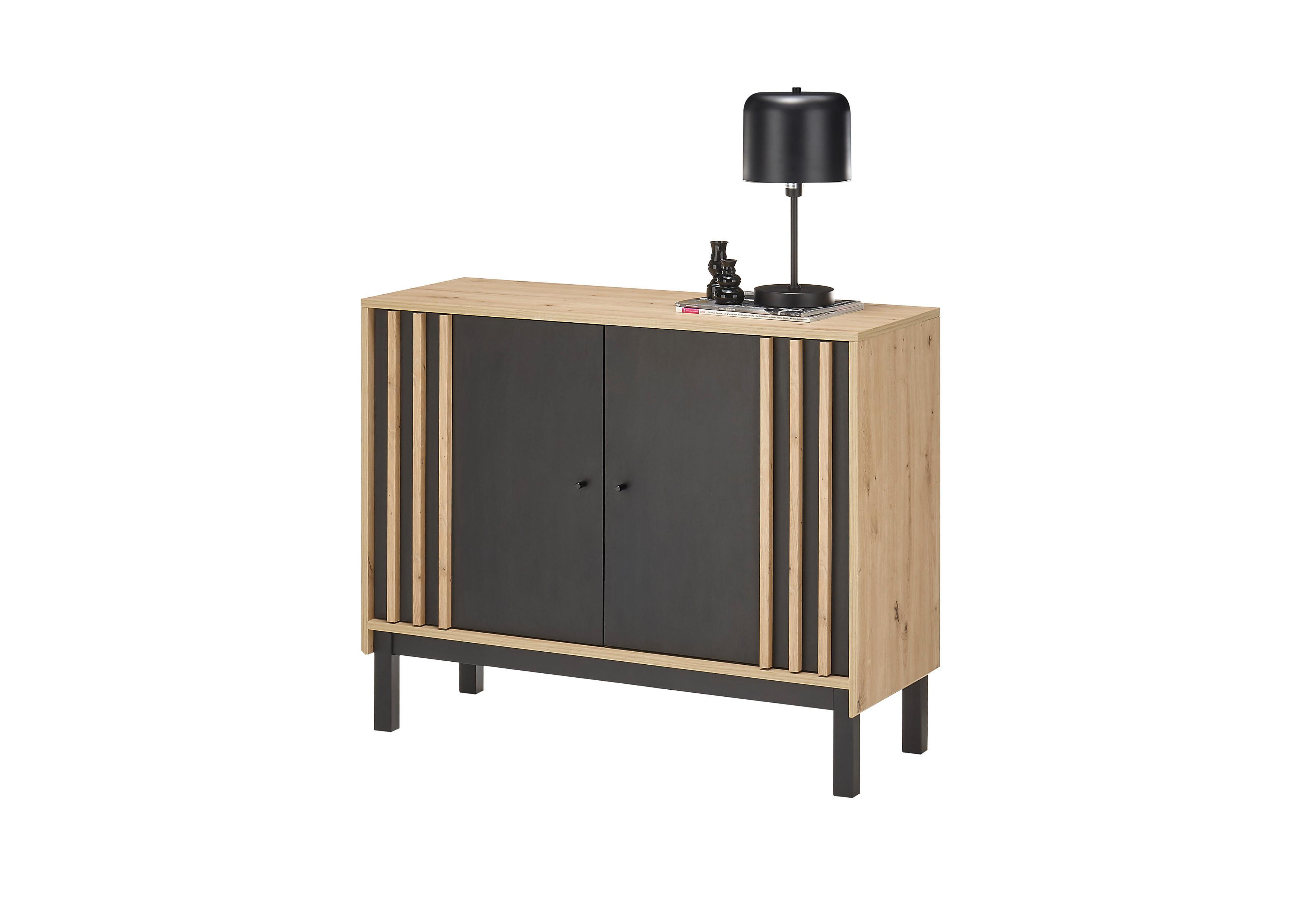 Kommode Volano in Eichefarben/Schwarz - Schwarz/Eiche Artisan, Modern, Holzwerkstoff/Kunststoff (105/84/39cm) - Carryhome