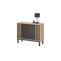 Kommode Volano in Eichefarben/Schwarz - Schwarz/Eiche Artisan, Modern, Holzwerkstoff/Kunststoff (105/84/39cm) - Carryhome