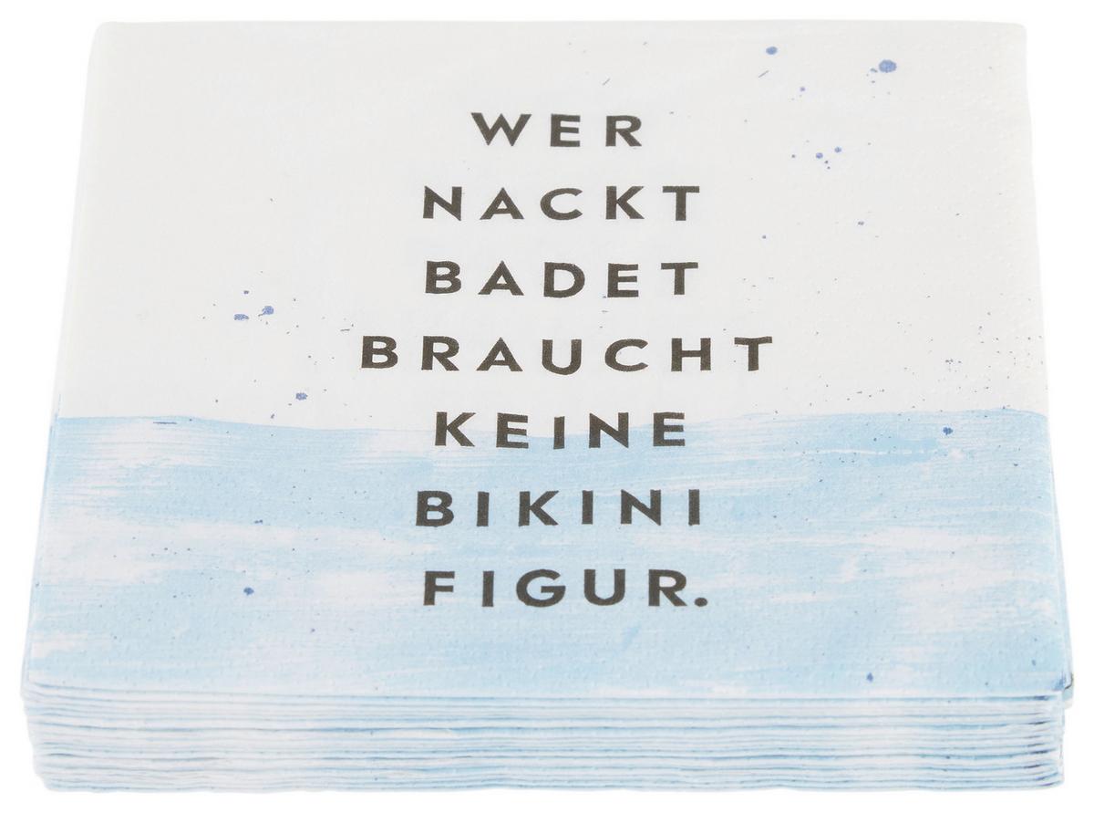 Cocktailserviette Linda in Blau/Weiß ca. 25x25cm - Blau/Weiss, Konventionell, Papier (25cm)