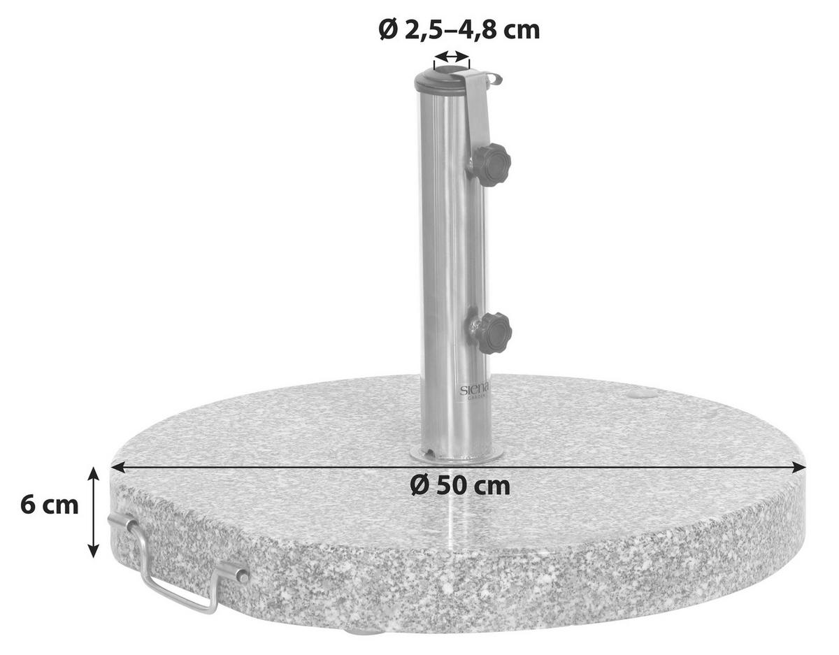 Schirmständer Metall/Granit für Ø 4,8 cm - Silberfarben/Grau, KONVENTIONELL, Stein/Metall (50/6/50cm) - Siena Garden