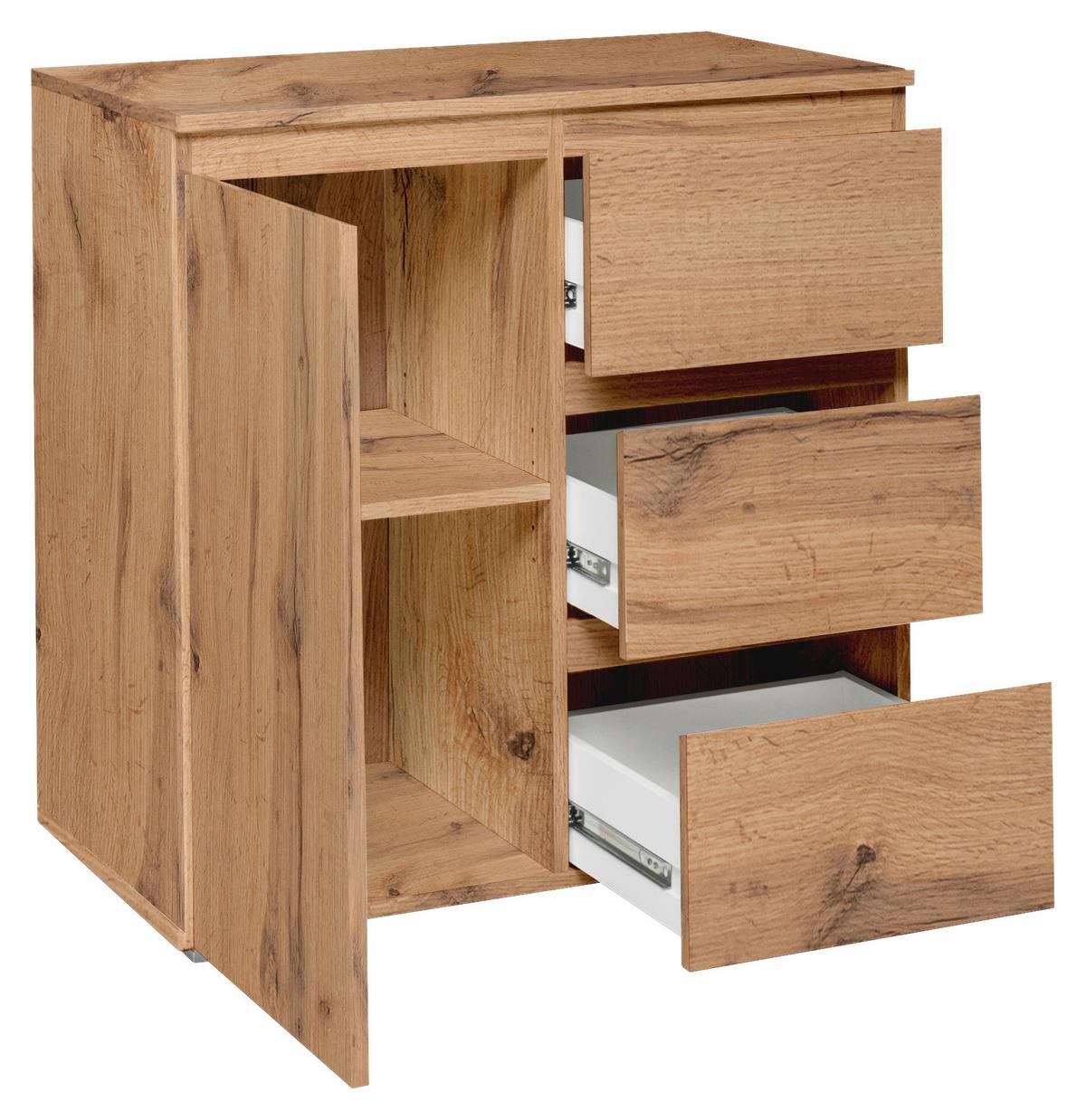 Komoda Image 2, Barva Hrasta - srebrne barve/barve hrasta, Konvencionalno, leseni material (80/80/40cm) - MID.YOU