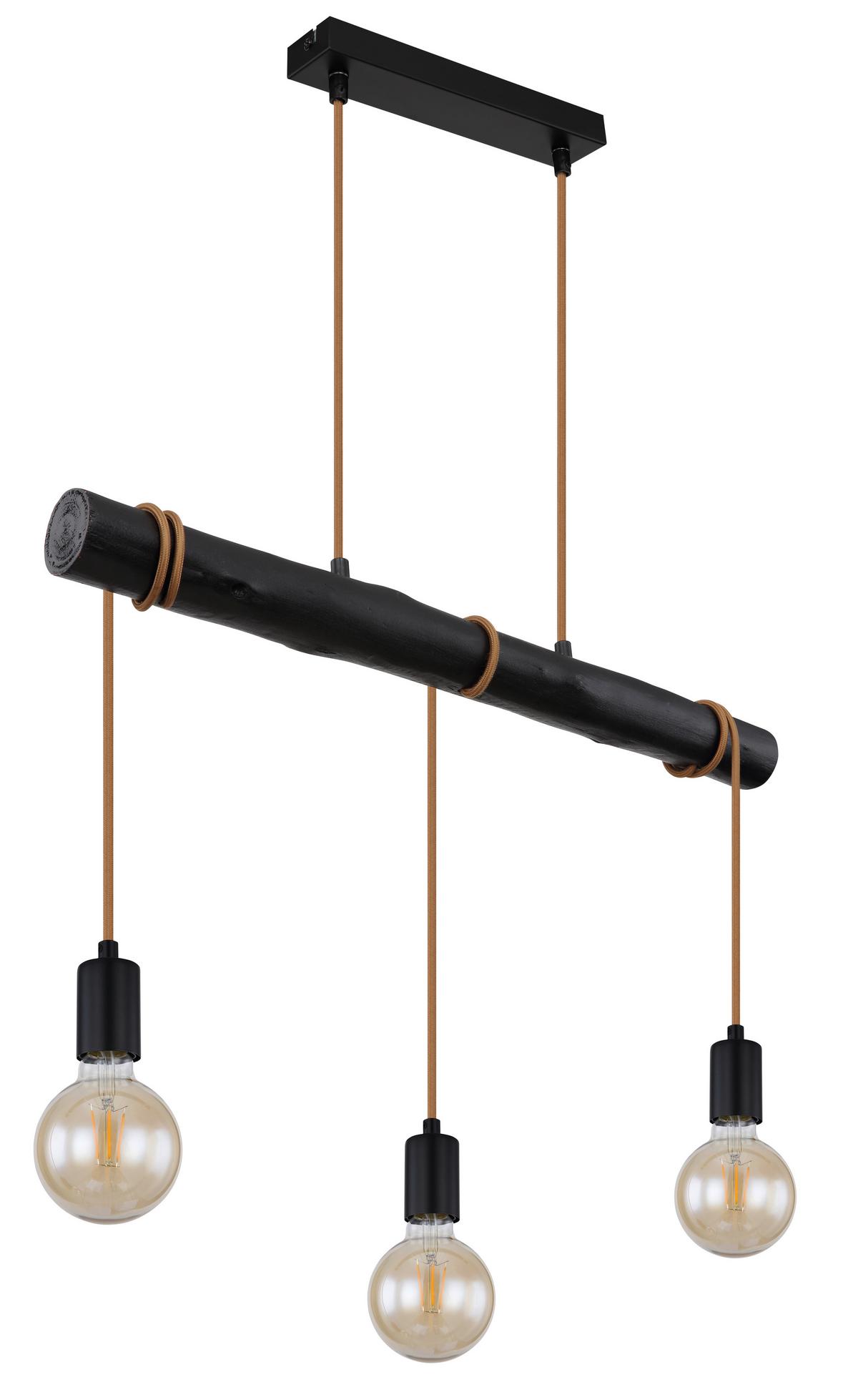 Hängeleuchte Gregor Schwarz max. 60 Watt - Schwarz, Design, Holz/Metall (60/5/120cm) - Globo